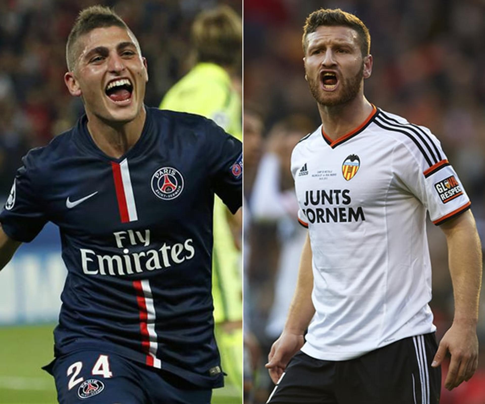 Verrati, do PSG, e o Mustafi, do Valencia