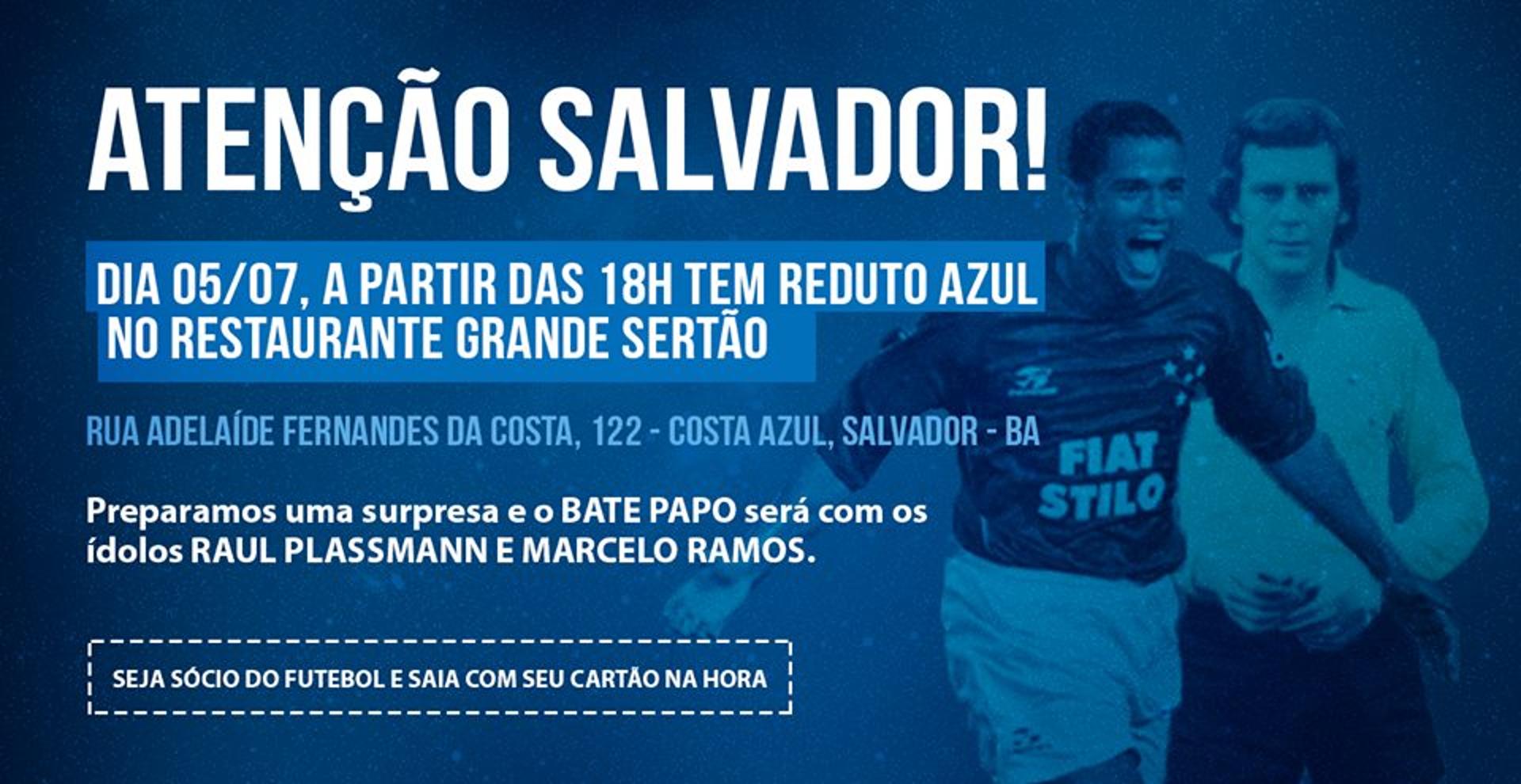 Cruzeiro fará ação em Salvador (BA)