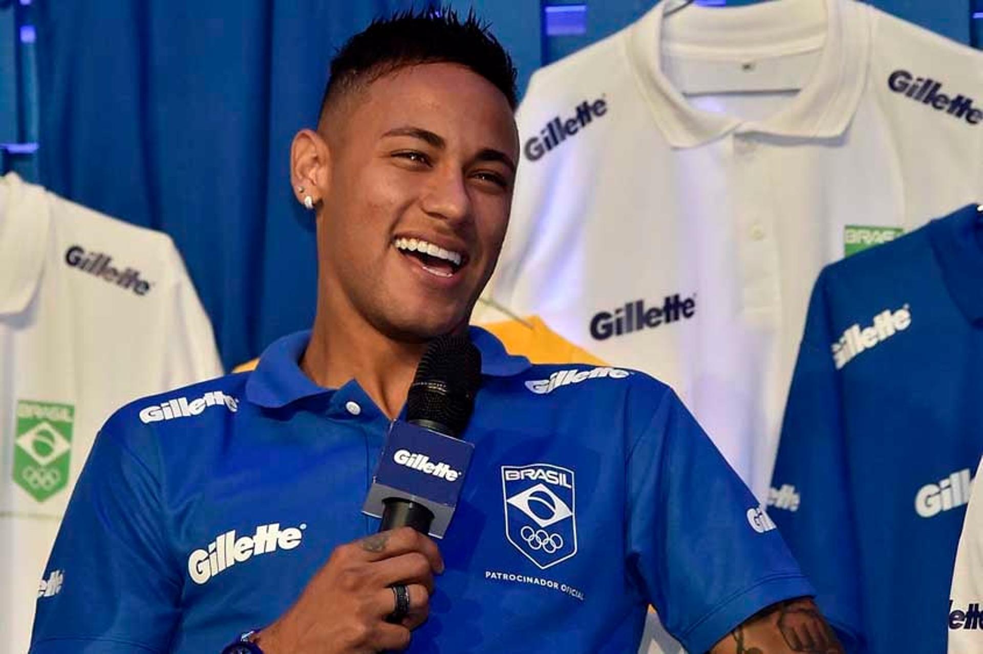 Neymar, durante evento da Gillette, sua patrocinadora