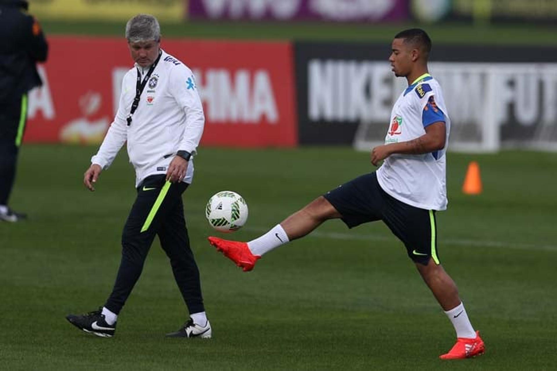 Gabriel Jesus no treino da Seleção Olímpica