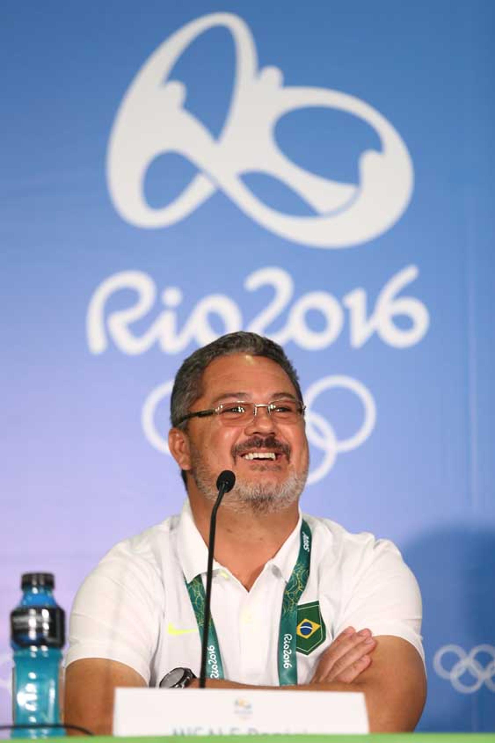 Treinador da Seleção Olímpica Rogério Micale em entrevista coletiva no estádio Mané Garrincha