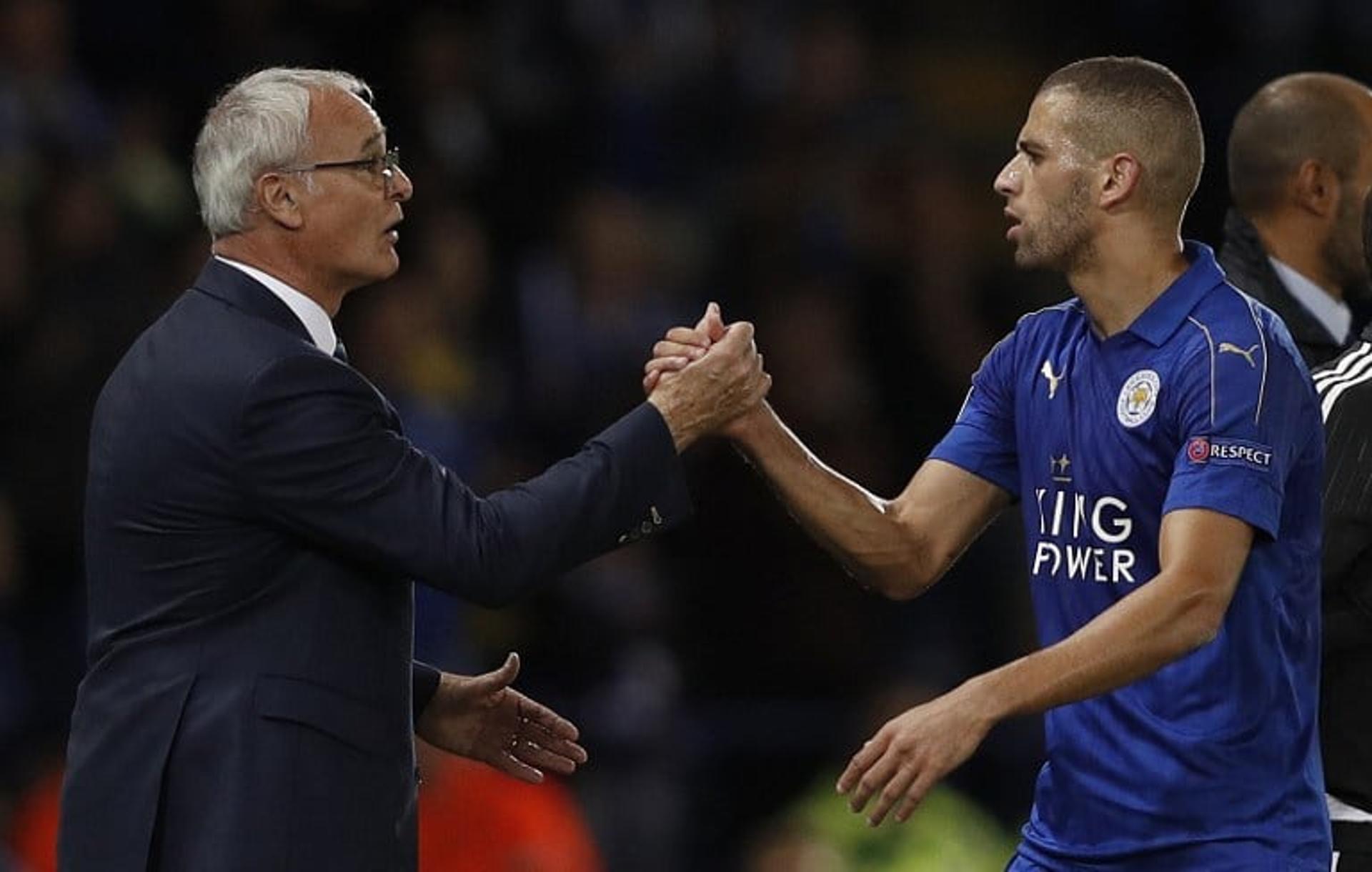 Claudio Ranieri e Slimani - Leicester x Porto