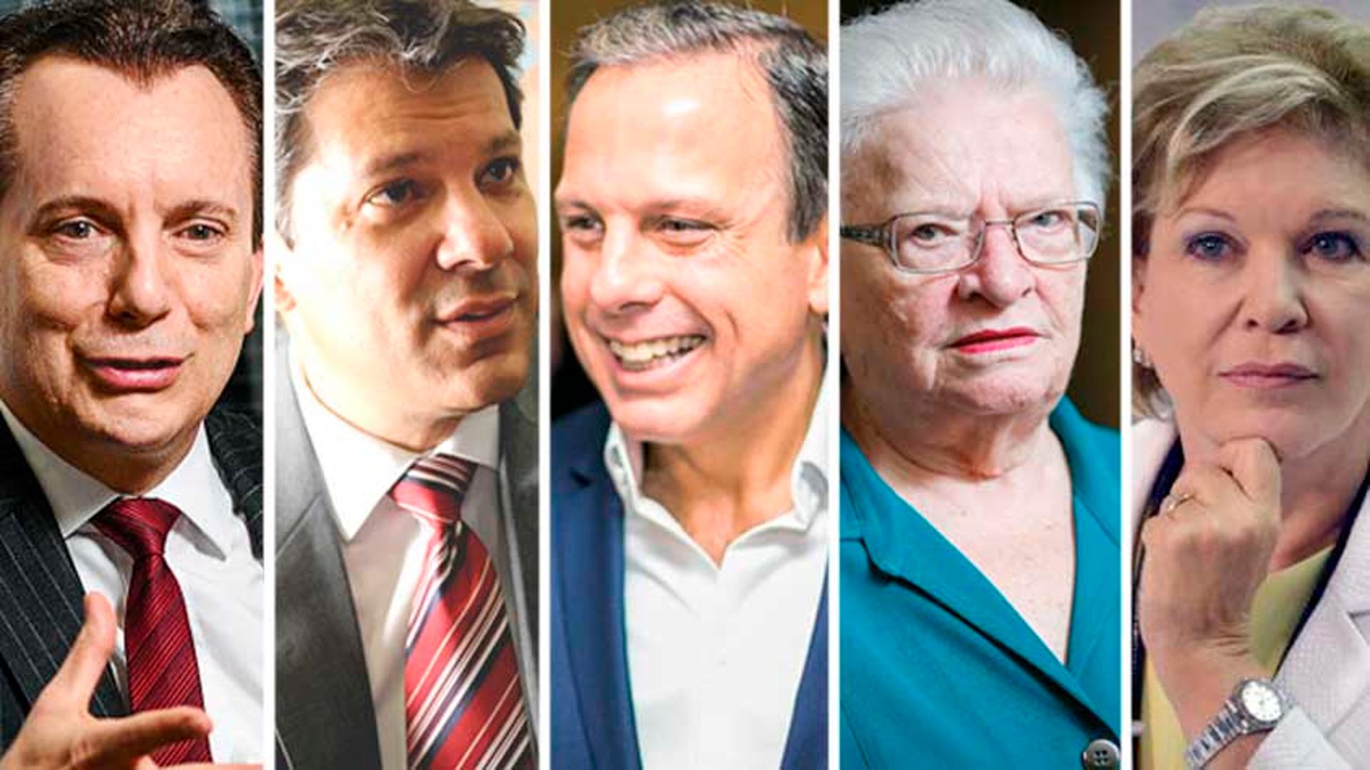 Russomano, Haddad, João doria, Luiza Erundina e Marta.