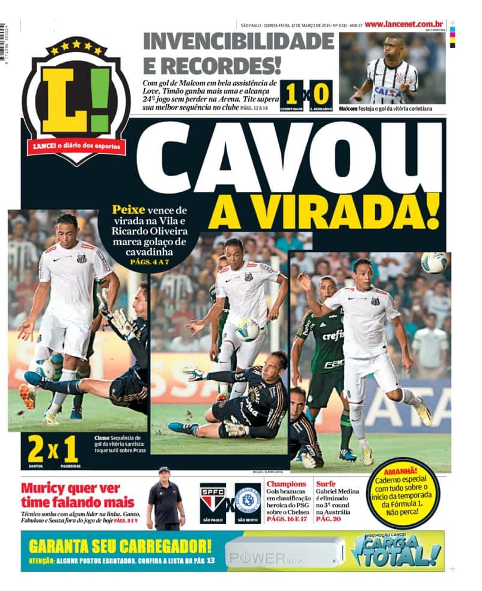 Capas do L!: Santos 2 x 1 Palmeiras - Paulistão 2015 - Primeira fase