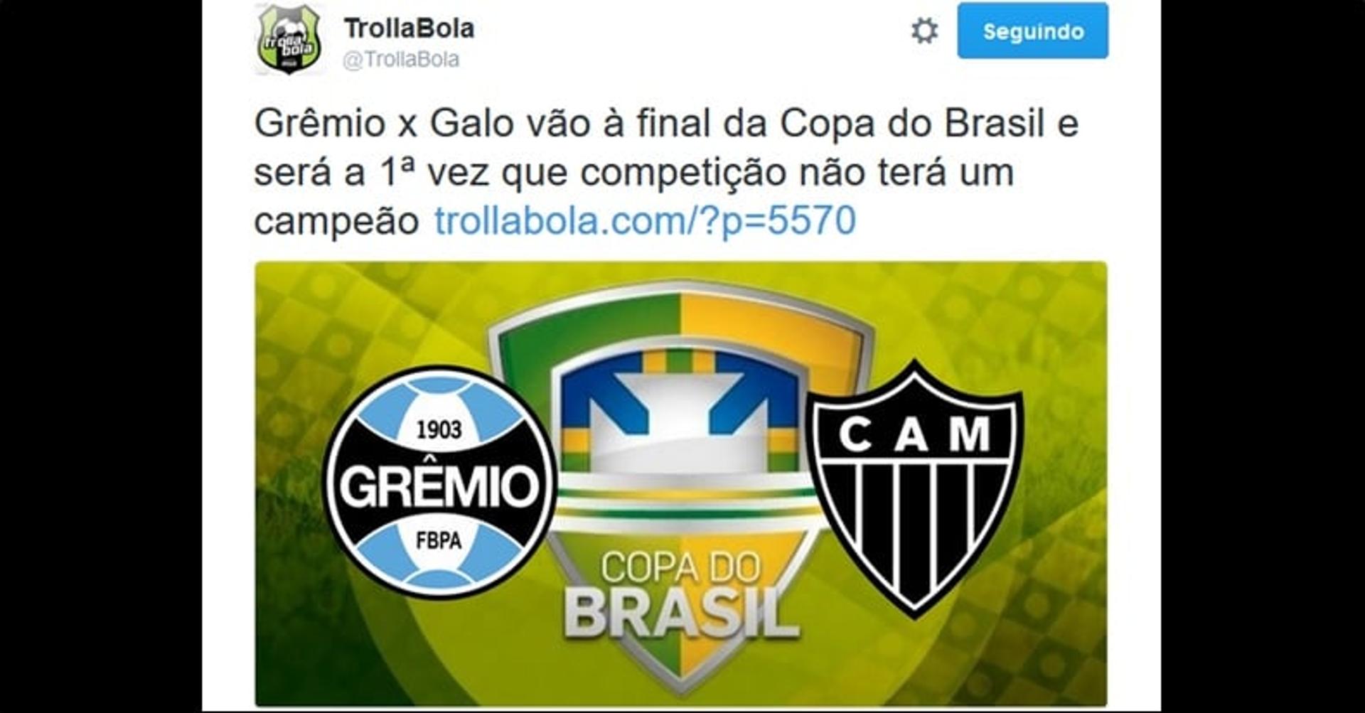 Internautas brincam com duelo na final da Copa do Brasil