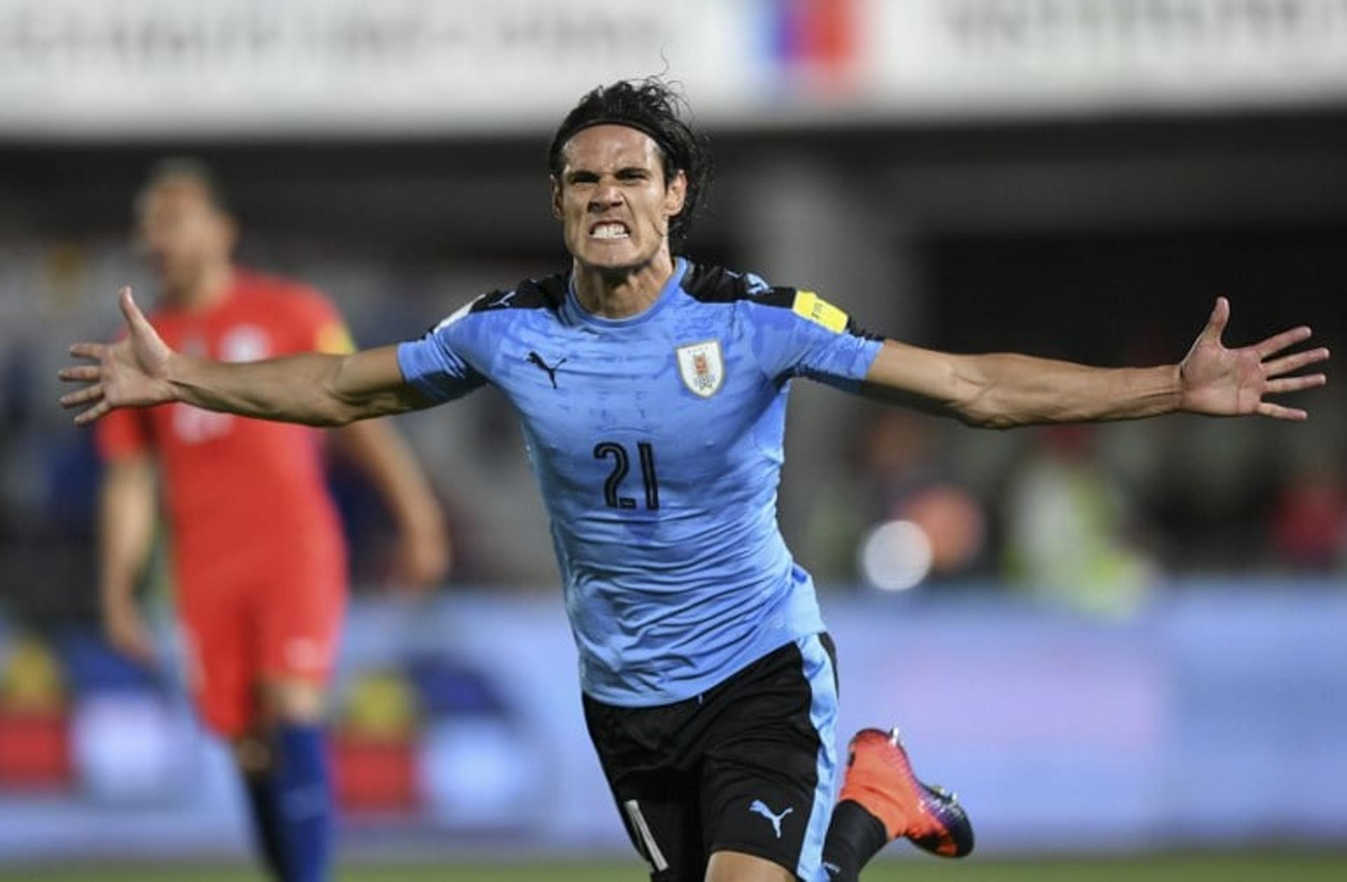 Cavani marca em Uruguai x Chile