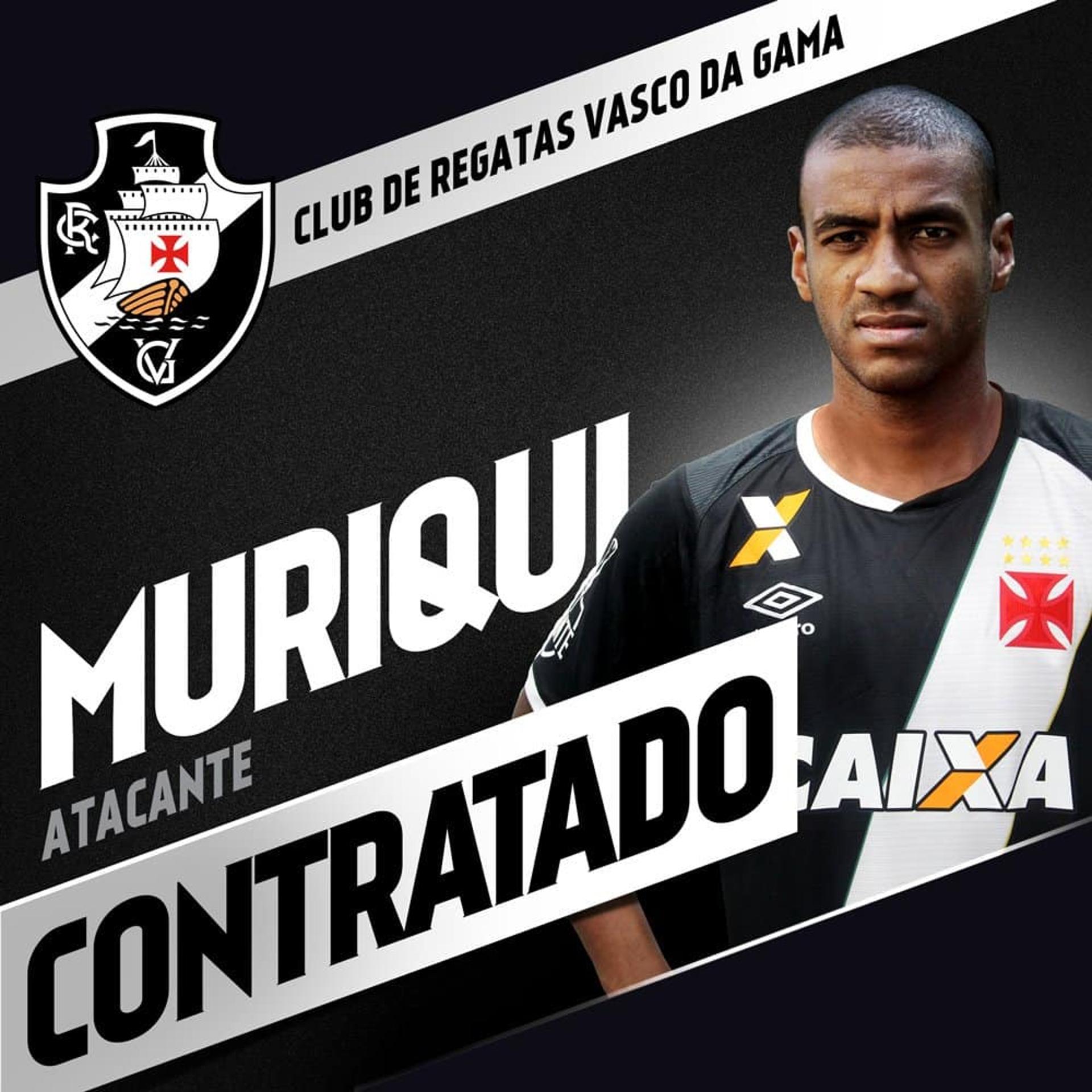 Muriqui foi o segundo reforço confirmado pelo Vasco para 2017