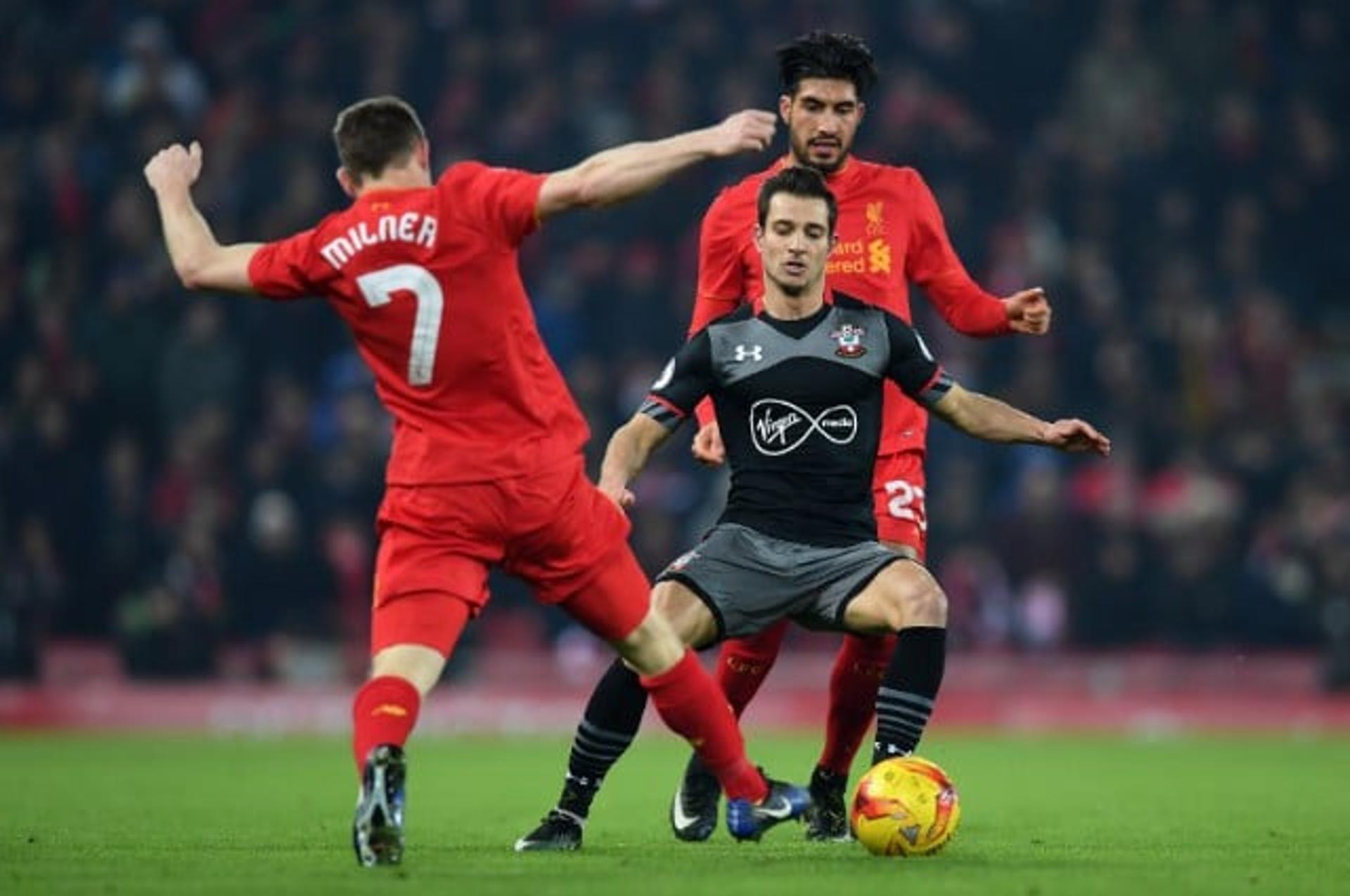 Cedric Soares e Milner - Liverpool x Southampton