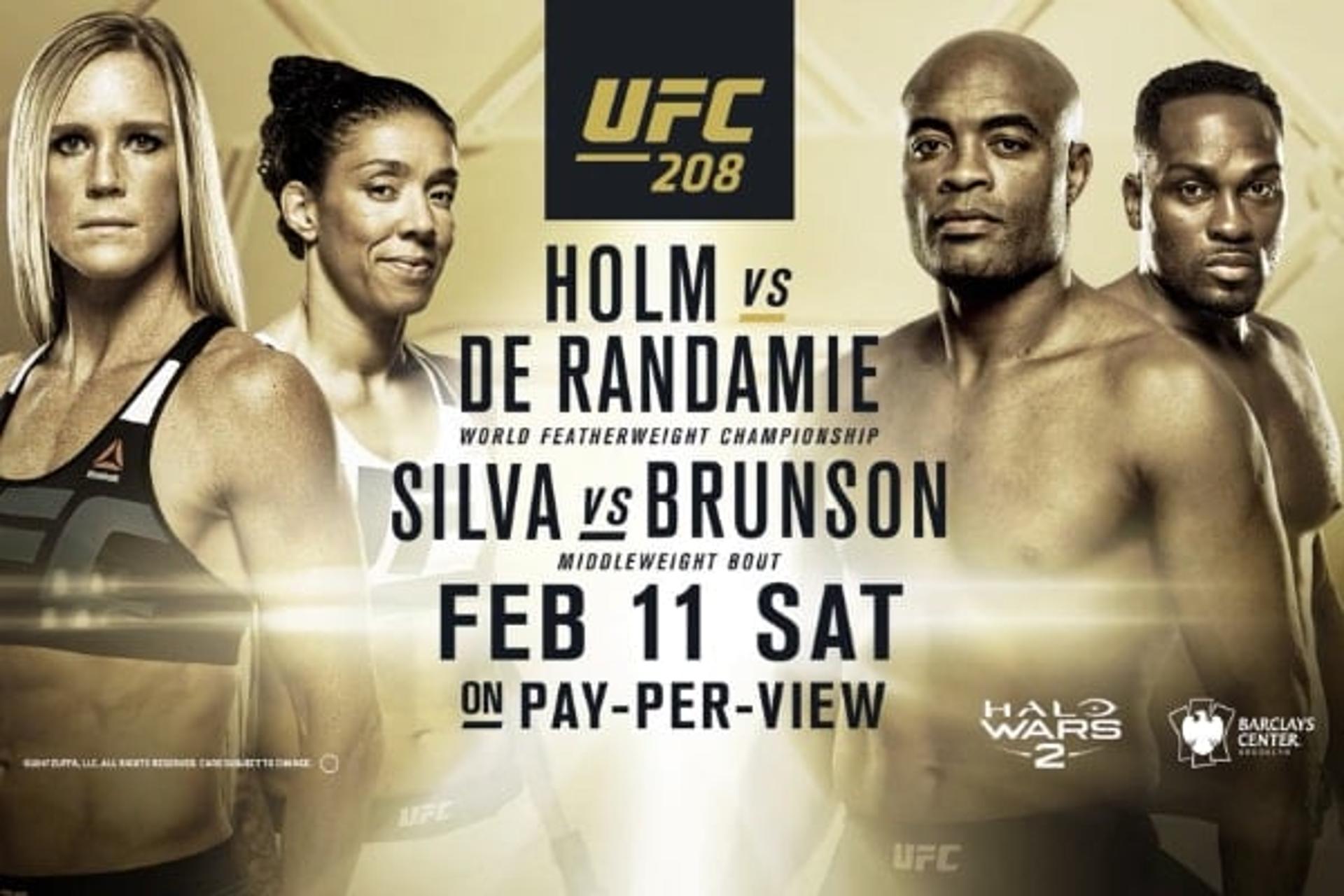 Pôster do UFC 208 traz Holm, Randamie, Spider e Brunson em lutas principais