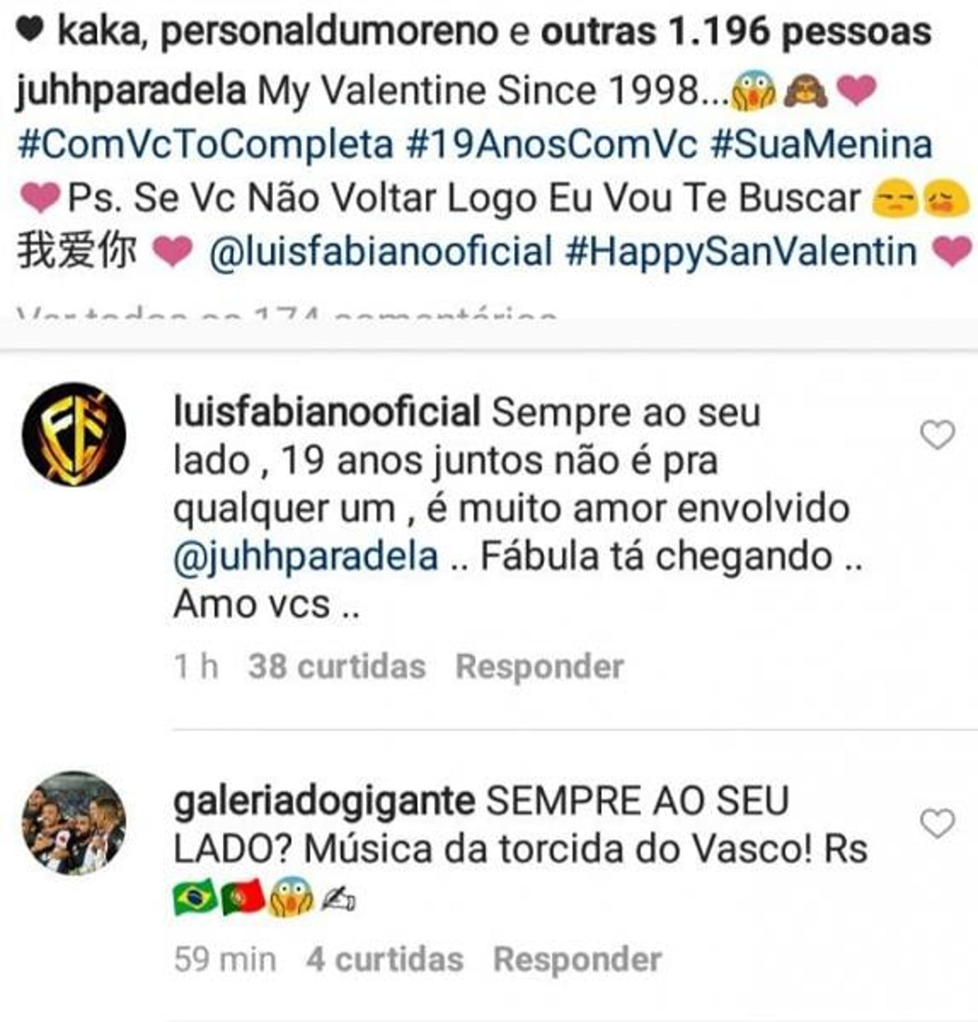 Luis Fabiano respondeu esposa no Instagram e disse que estava chegando