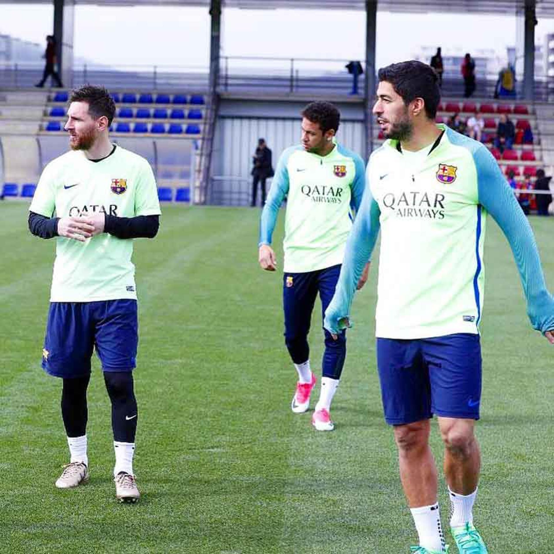 Messi, Suárez e Neymar - Treino do Barcelona