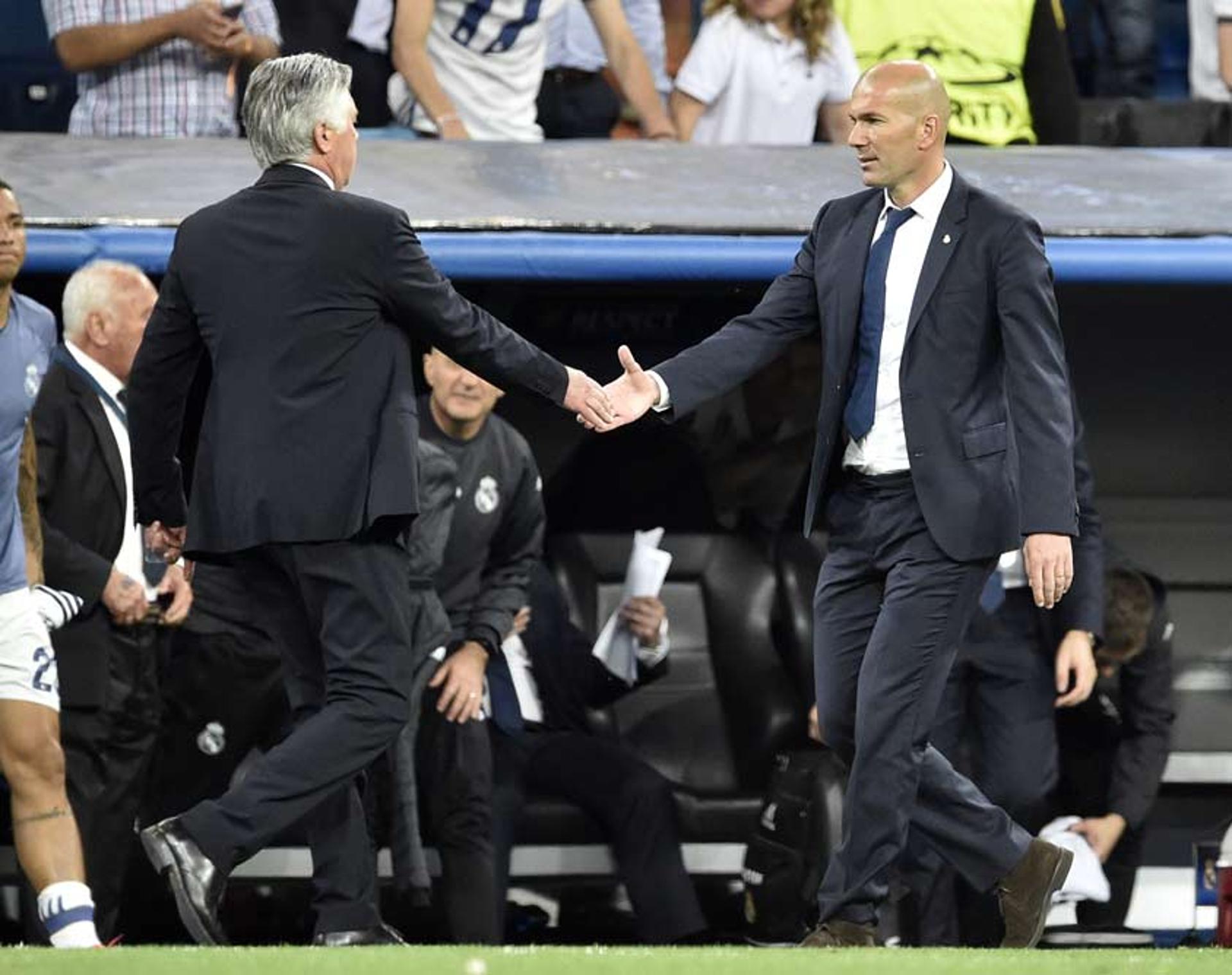 Ancelotti e Zidane - Real Madrid x Bayern de Munique