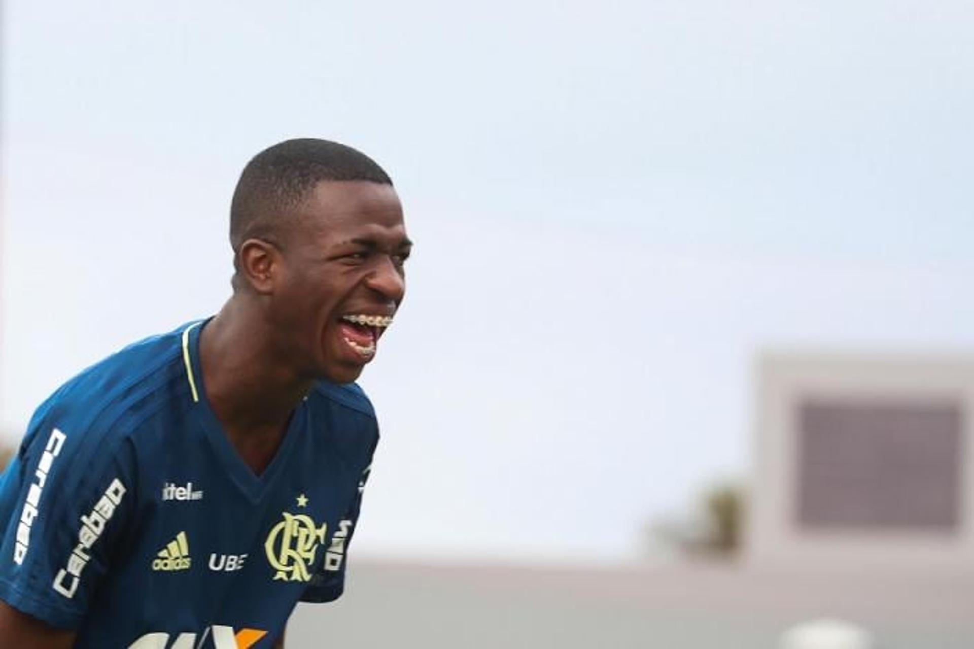 Vinícius Júnior em seu primeiro dia de treino no Flamengo (Gilvan de Souza / Flamengo)