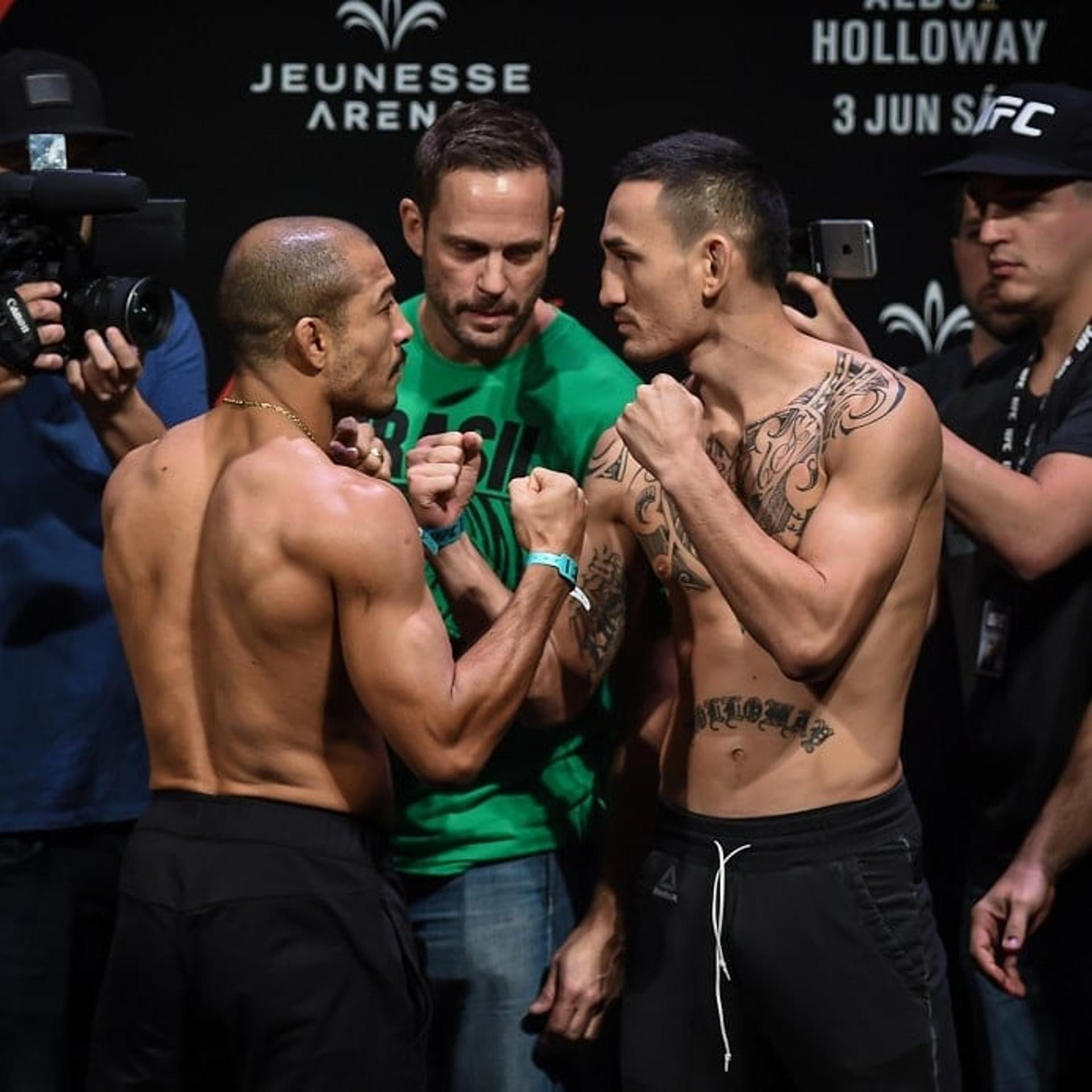 José Aldo encara Max Holloway em pesagem do UFC Rio