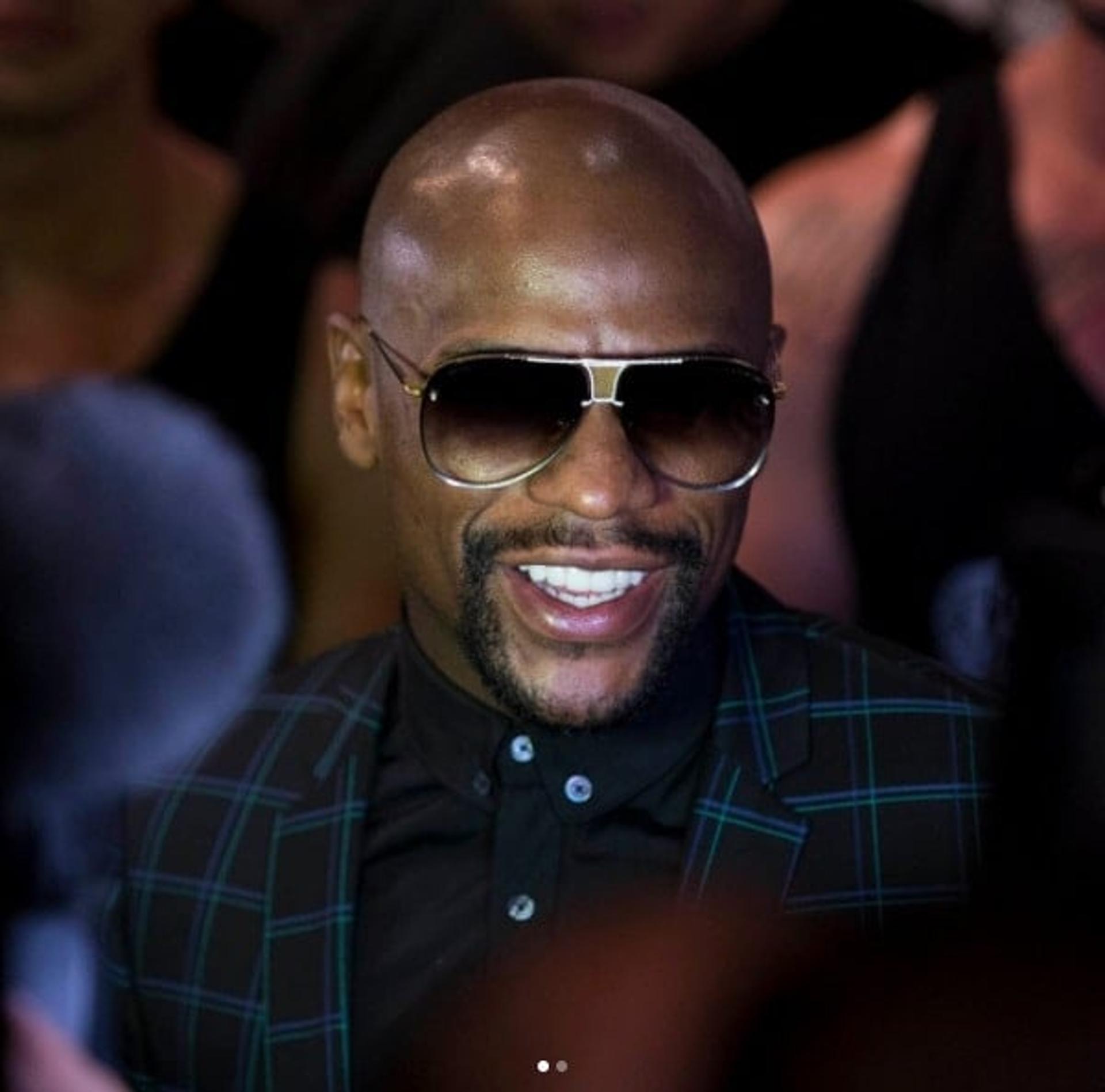 Floyd Mayweather durante coletiva de imprensa em Las Vegas (EUA)