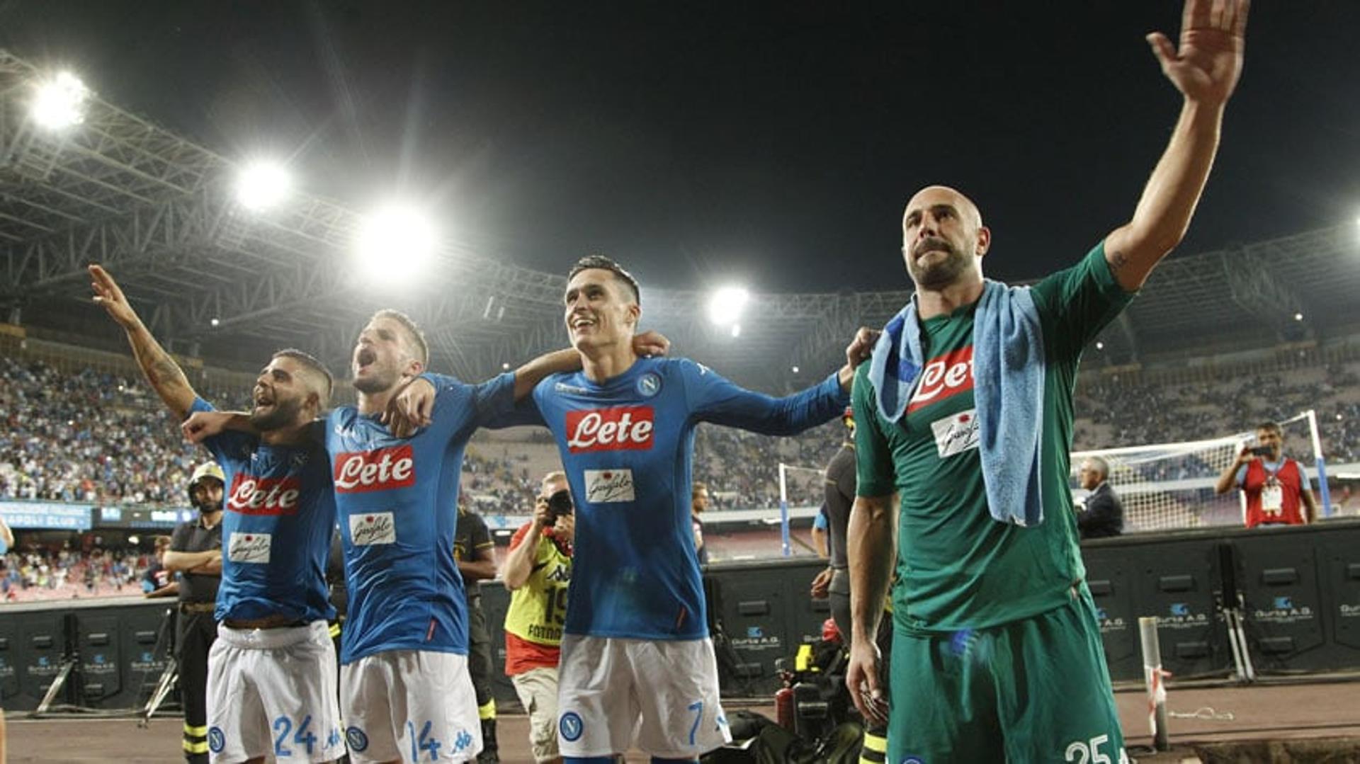 Pepe Reina ontem após o jogo Napoli x Atalanta