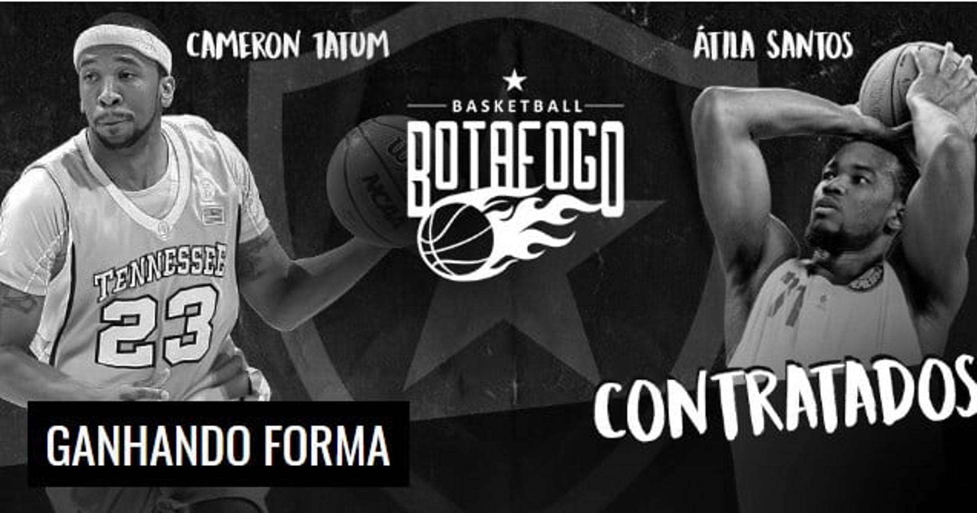 montagem com os dois novos contratados do time de basquete do Botafogo