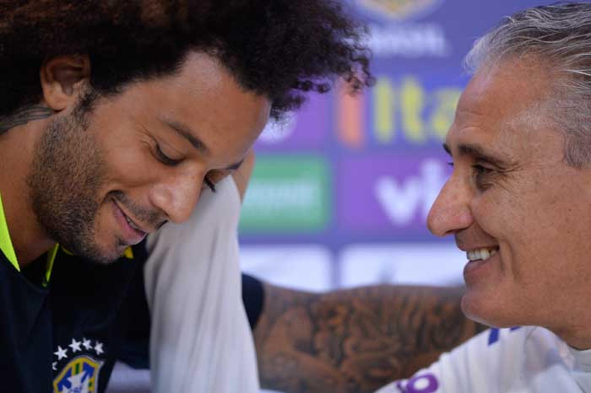 Marcelo, lateral da Seleção e do Real Madrid, junto com o Tite