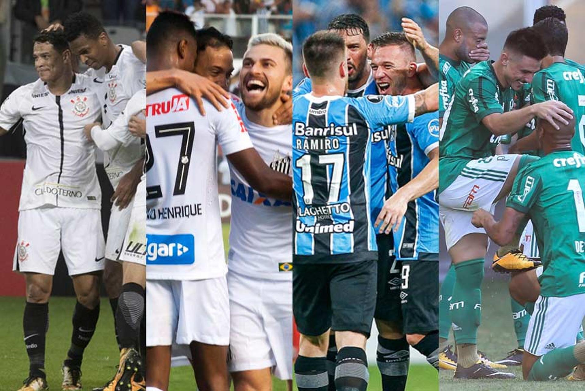 Corinthians lidera o Brasileirão com 54 pontos, seguido de Santos (44), Grêmio (43) e Palmeiras (43). Os três perseguidores ainda sonham em pegar o líder: veja o que cada um tem pela frente até o fim de outubro, na 31ª rodada, uma antes de Corinthians x Palmeiras...