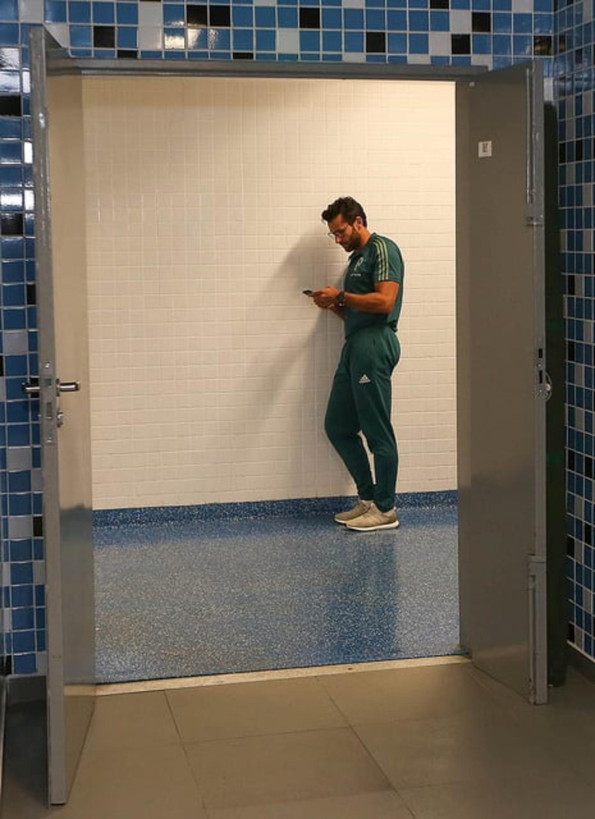 Valentim no vestiário da Arena do Grêmio