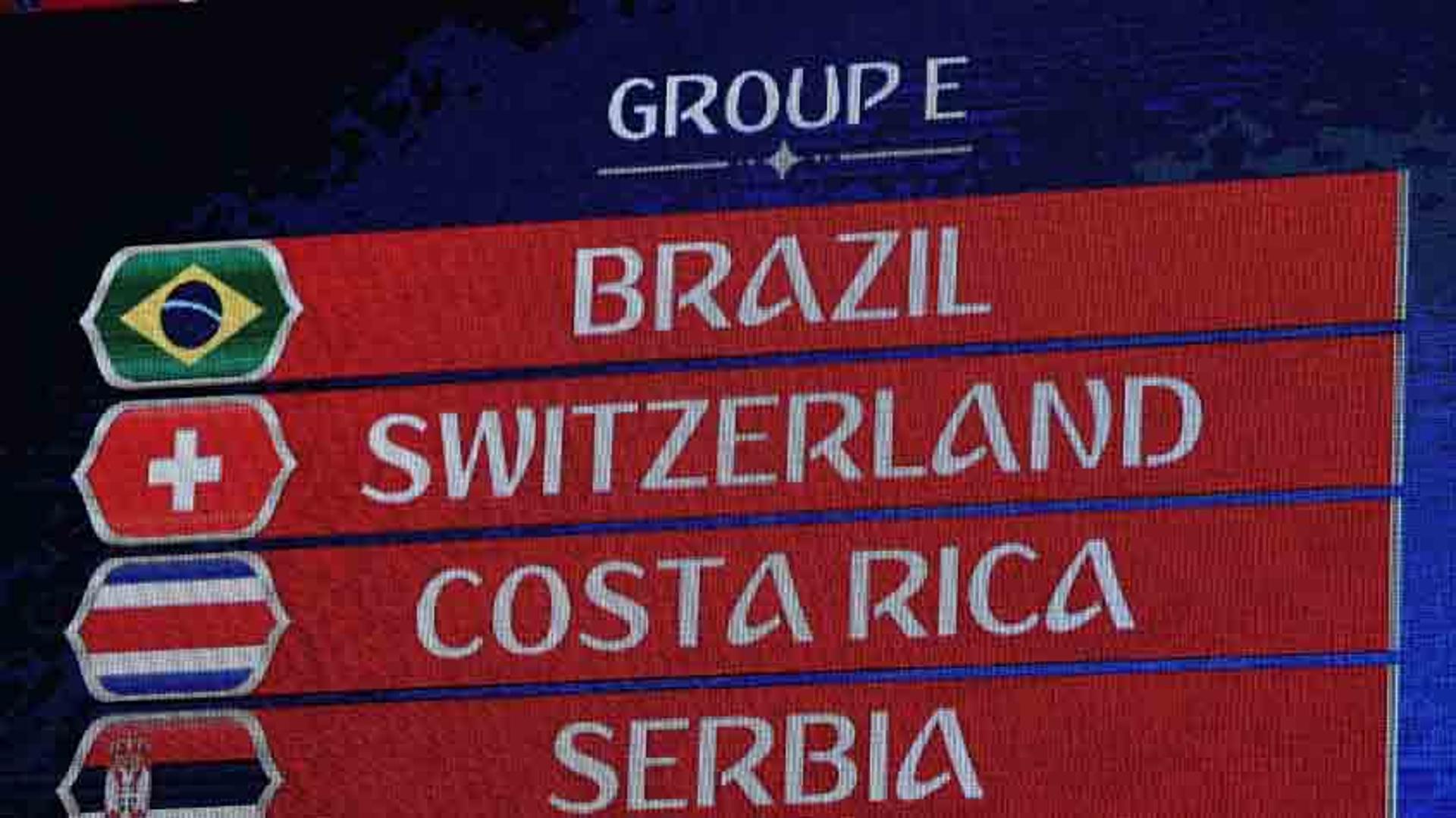 Sorteio da Copa&nbsp; definiu que grupo do Brasil trará Suíça, Costa Rica e Sérvia