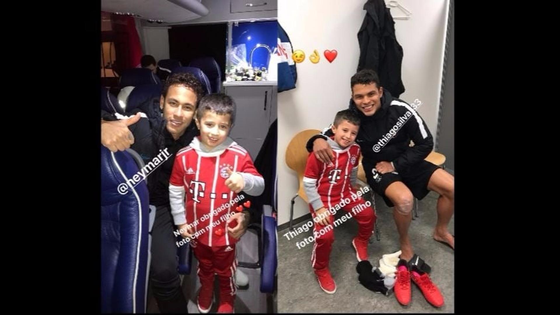 Neymar e Thiago Silva tiram fotos com filho de Ribery