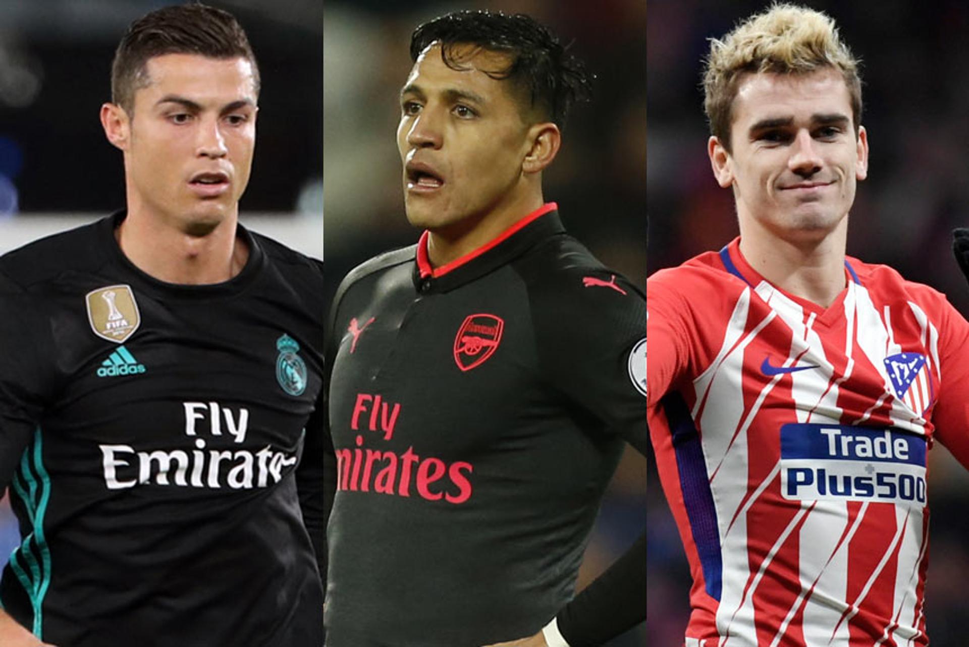 Cristiano Ronaldo, Sánchez e Griezmann estão entre os atacantes renomados que estão abaixo de Paulinho em gols pelas suas ligas nesta temporada. Confira os nomes selecionados.