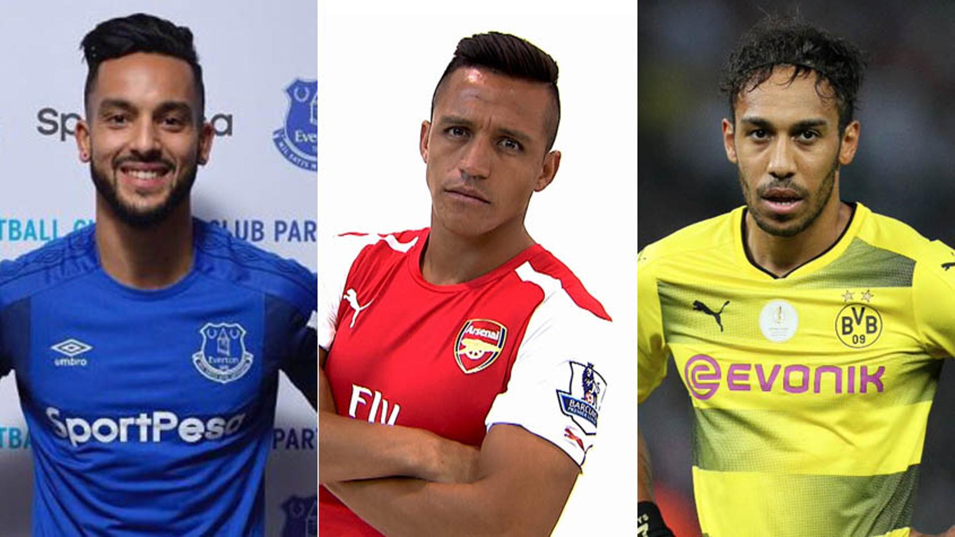 Walcott (Everton), Sánchez (Arsenal) e Aubameyang (Dortmund)