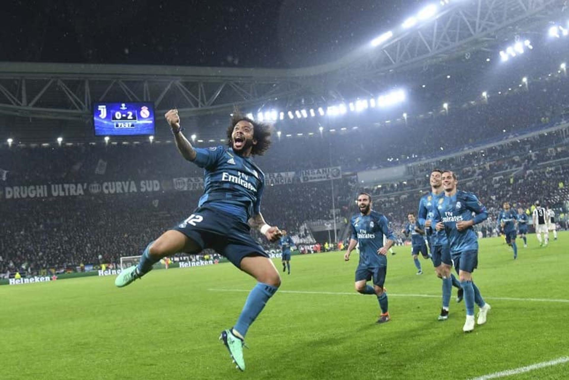 Marcelo (Real Madrid) - O Real Madrid venceu o Juventus, por 3 a 0, com um gol de bicicleta de Cristiano Ronaldo que encantou o mundo. Jogando fora de casa, pela primeira partida das quartas de final da Champions, o Real entrou em campo com dois brasileiros. Marcelo foi um dos destaques da partida. Seus apoios ofensivos foram (e são) fundamentais para a produção dos merengues. Contra a Juve, Marcelo fez o gol que sacramentou a vitória. Além disso, acertou 86% dos 58 passes tentados.