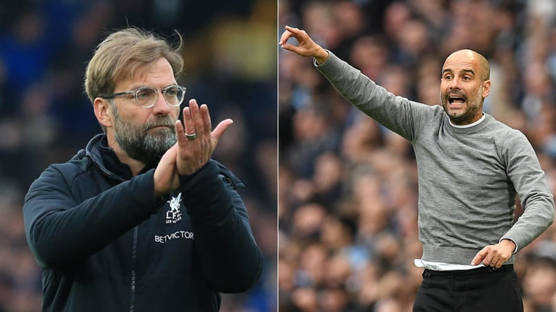 Montagem Jürgen Klopp e Pep Guardiola