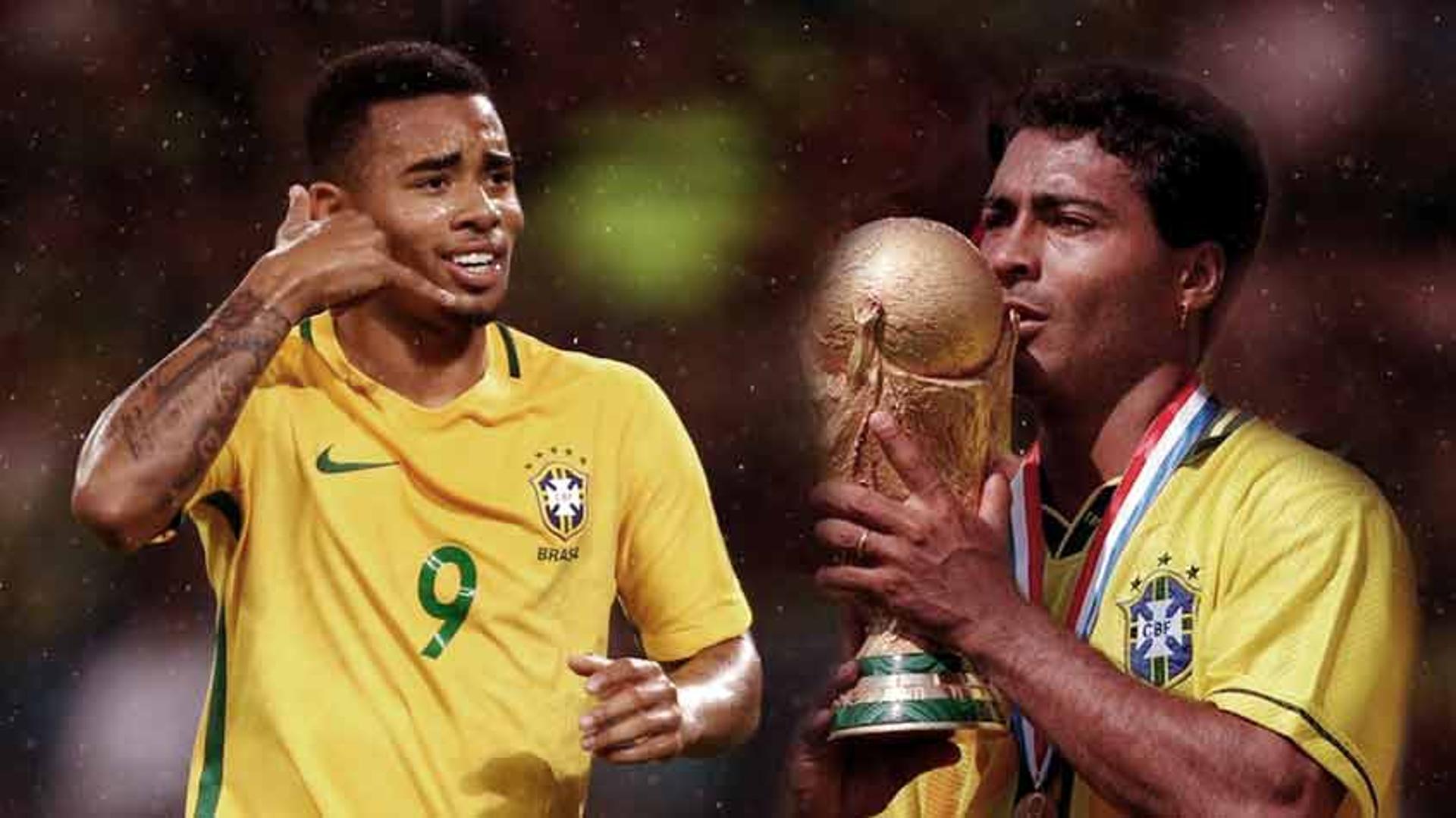 Gabriel Jesus, o 9 de 2018, e Romário, o herói de 1994