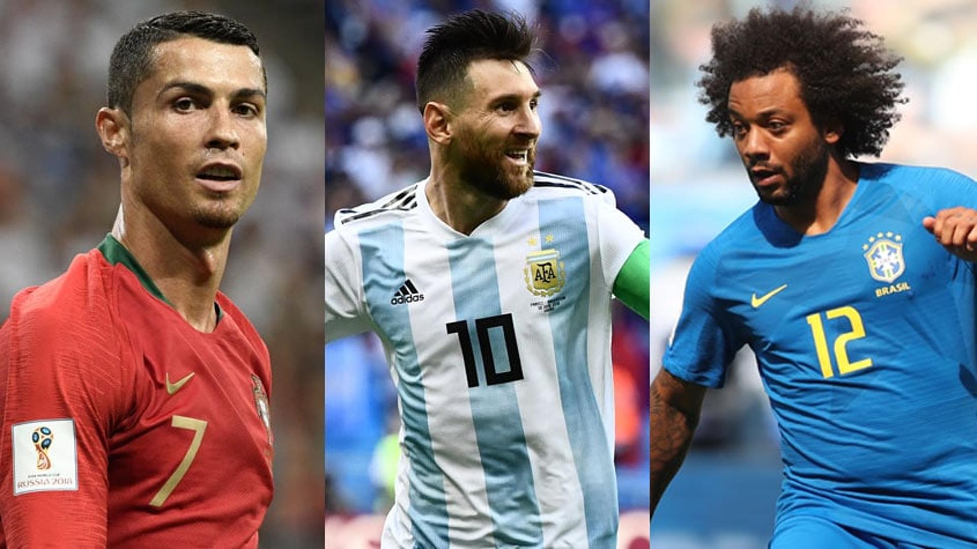 Cristiano Ronaldo, Messi e Marcelo são os jogadores mais lidos da internet neste período de Copa do Mundo. A pesquisa foi feita pela plataforma Taboola, líder em recomendação de conteúdo, e levou em consideração&nbsp;mais de nove bilhões de page views e 70 milhões de horas dos usuários na internet. Confira os dez primeiros colocados na galeria a seguir