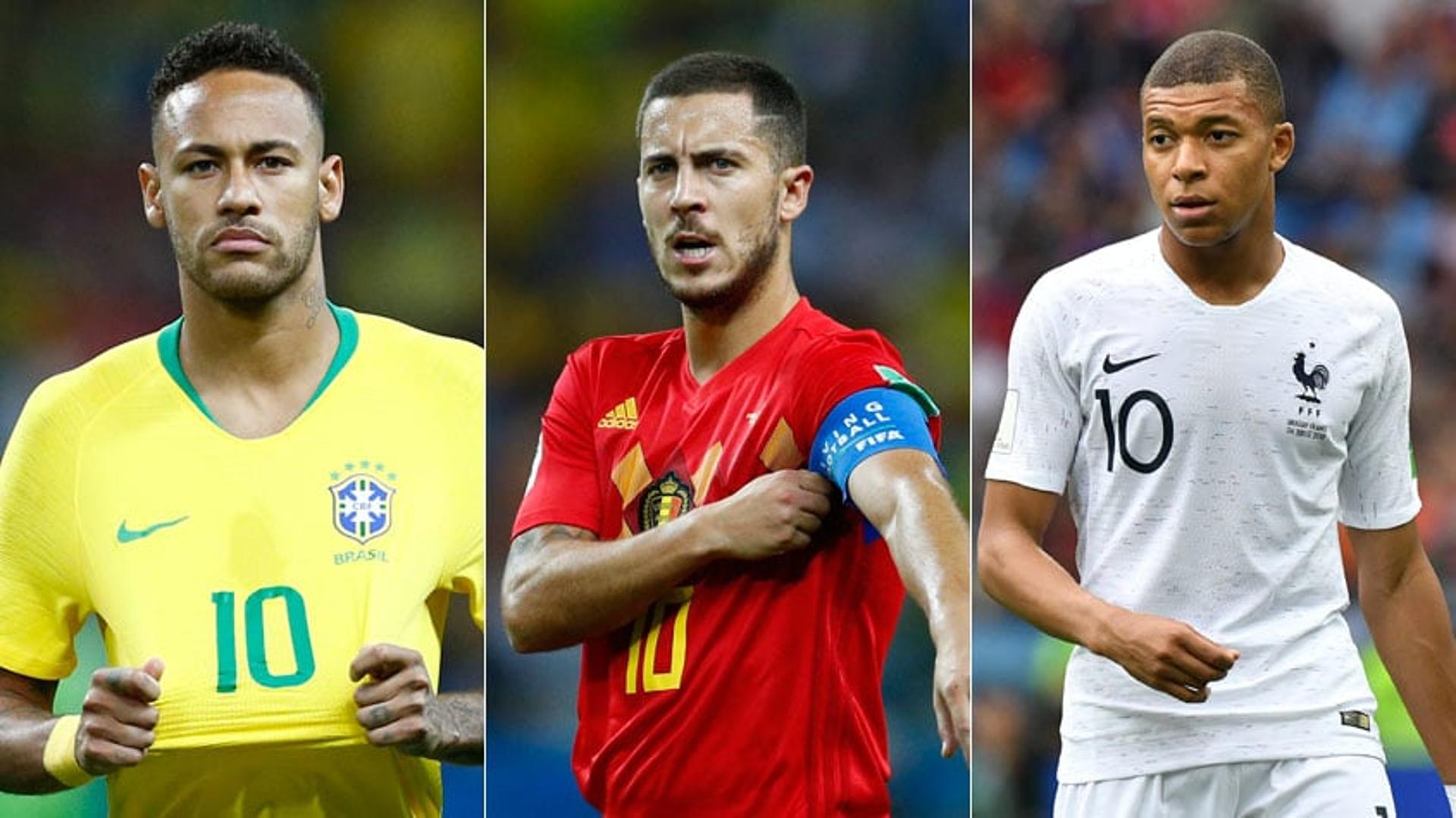 Montagem Neymar, Hazard e Mbappe