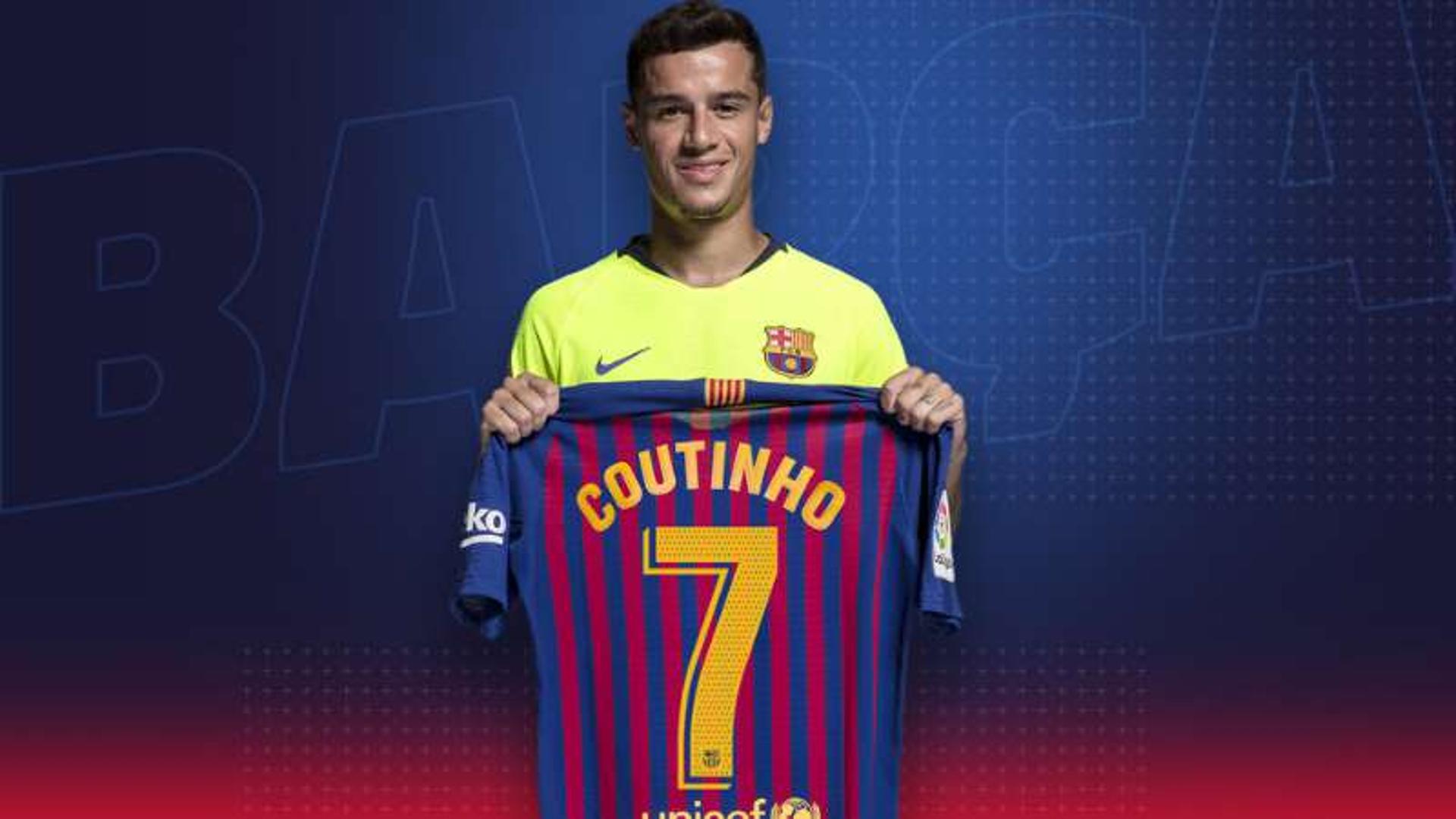 Coutinho com a camisa 7 do Barcelona