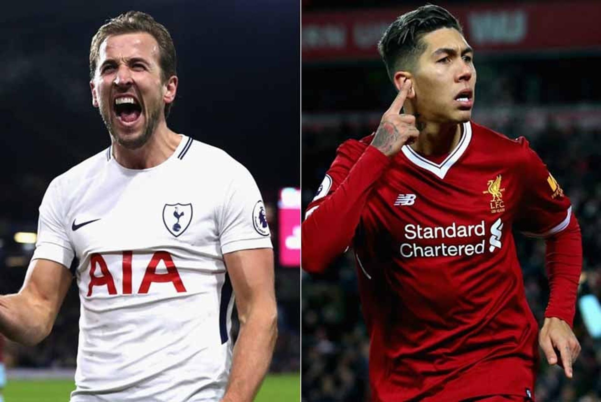 Montagem - Harry Kane (Tottenham) e Firmino (Liverpool)