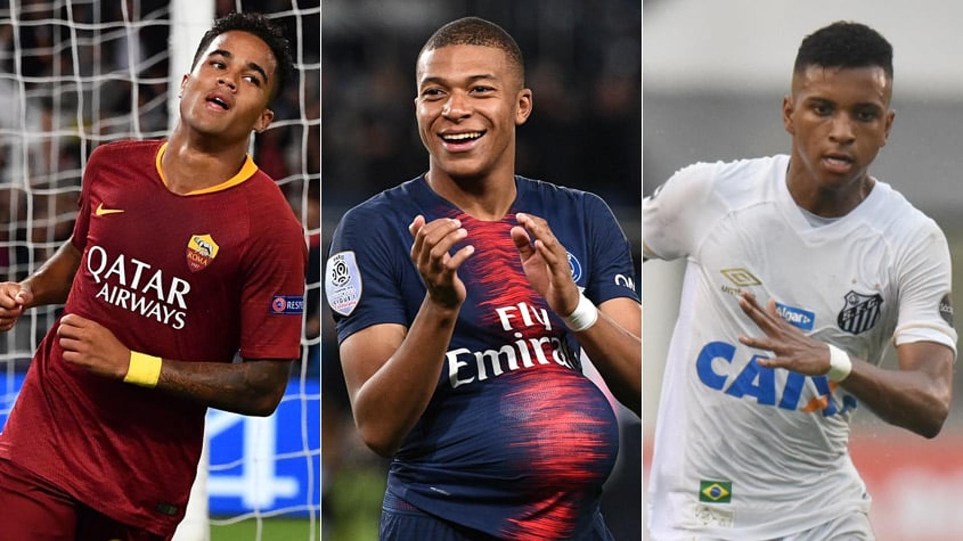 Montagem Justin Kluivert - Mbappé - Rodrygo (Santos)