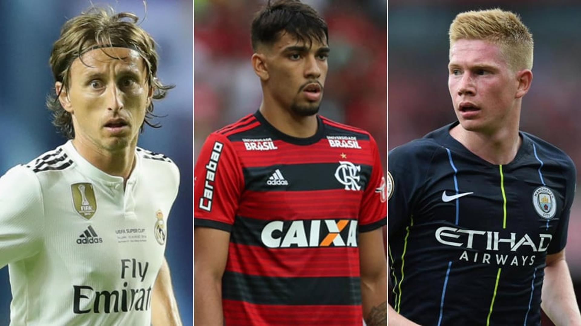 Montagem Modric, Paqueta e De Bruyne