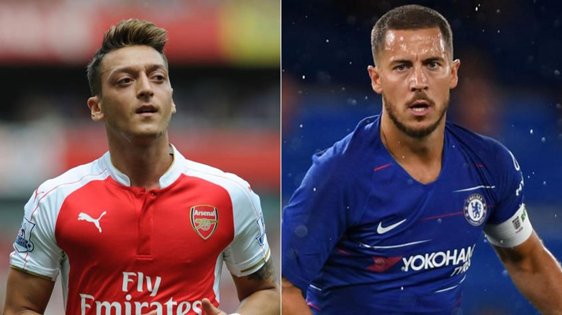 Montagem - Özil (Arsenal) e Hazard (Chelsea)