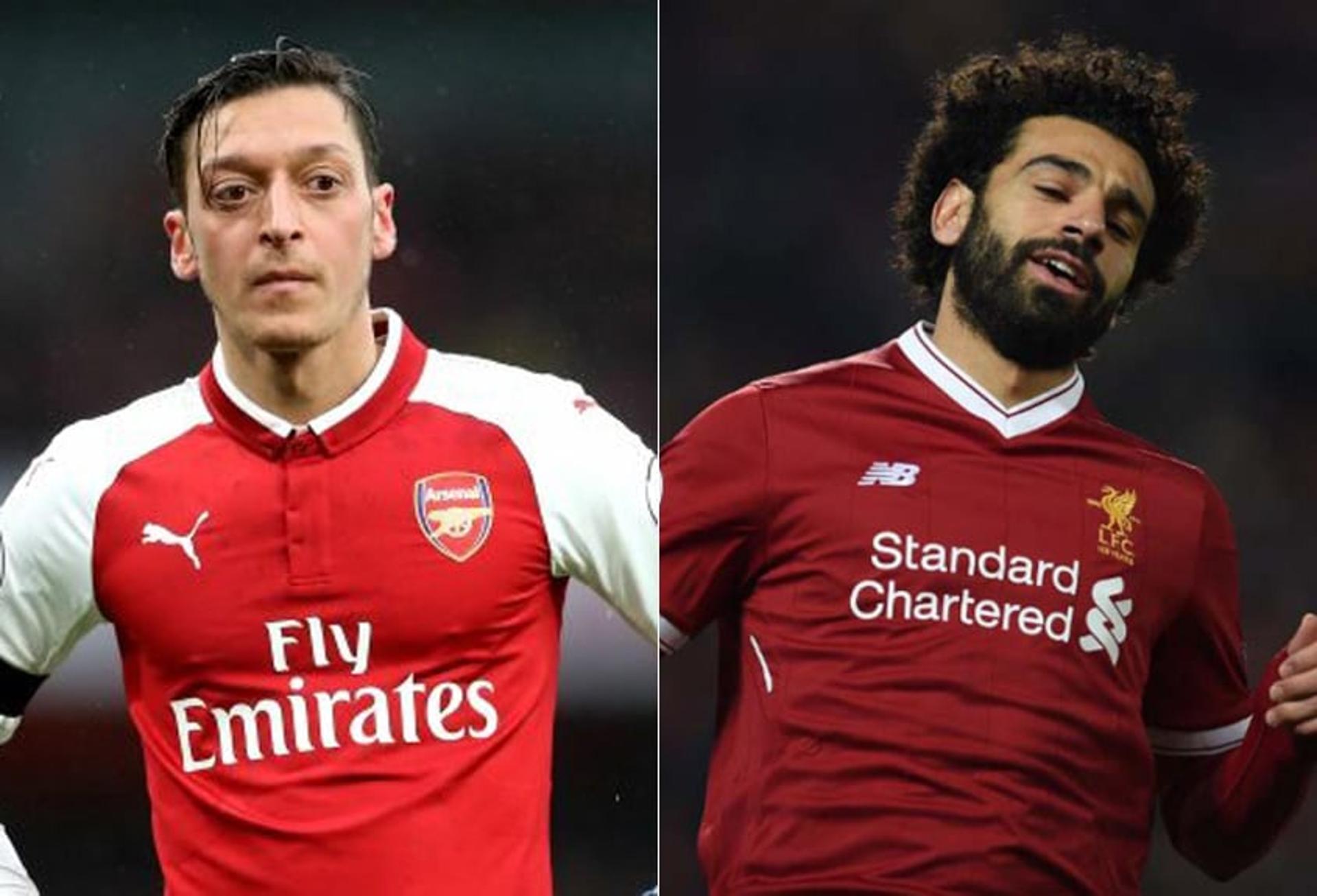 Montagem - Özil (Arsenal) e Salah (Liverpool)