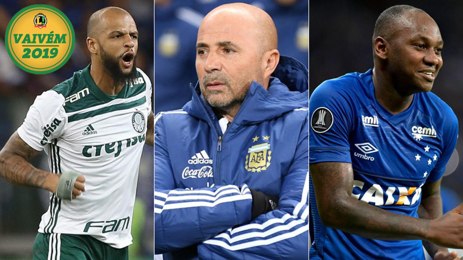 Montagem Felipe Melo, Sampaoli e Sassá