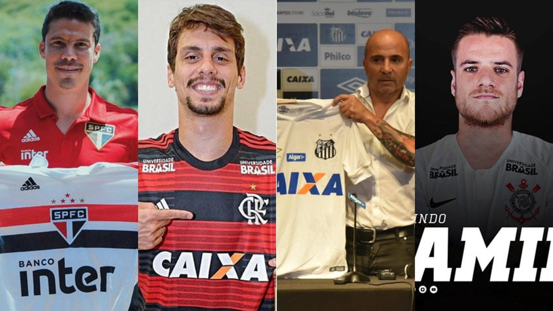 Hernanes, Rodrigo Caio, Sampaoli e Ramiro foram algumas das principais contratações até aqui do Vaivém 2019. Confira quem já está fechado com seu time de coração para a temporada.<br>