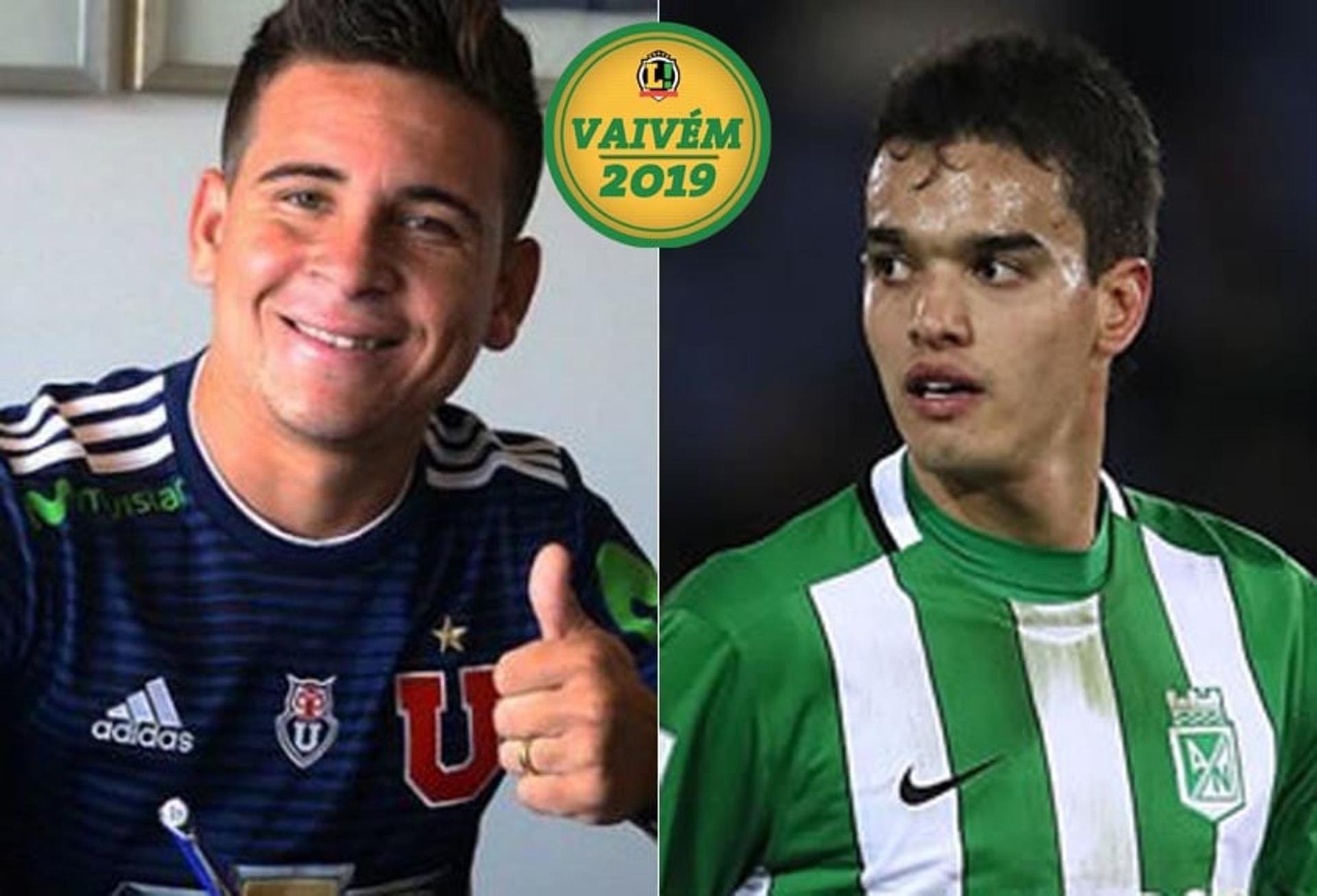 Montagem VAIVÉM - Soteldo (la U) e o Felipe Aguilar (Atletico Nacional)