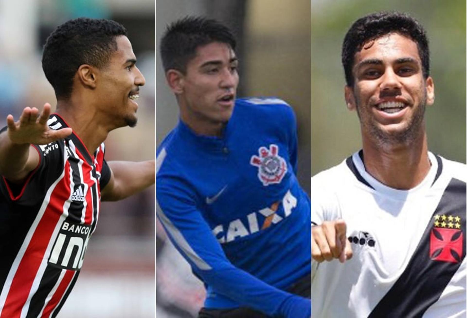 Montagem - Gabriel Novaes (São Paulo), Fabricio Oya (Corinthians) e Tiago Reis (Vasco)