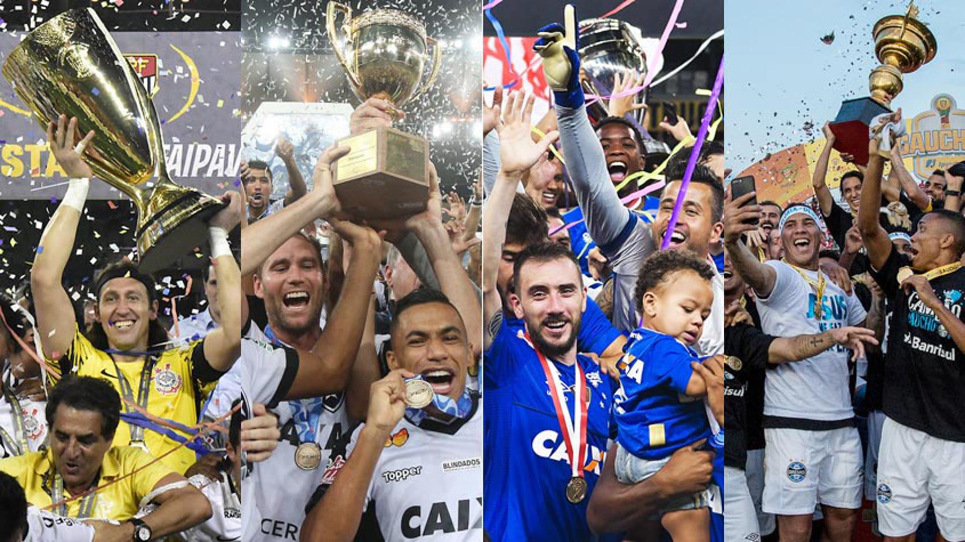 Em 2018, Corinthians, Botafogo, Cruzeiro e Grêmio se consagraram campeões de seus respectivos Campeonatos Estaduais.