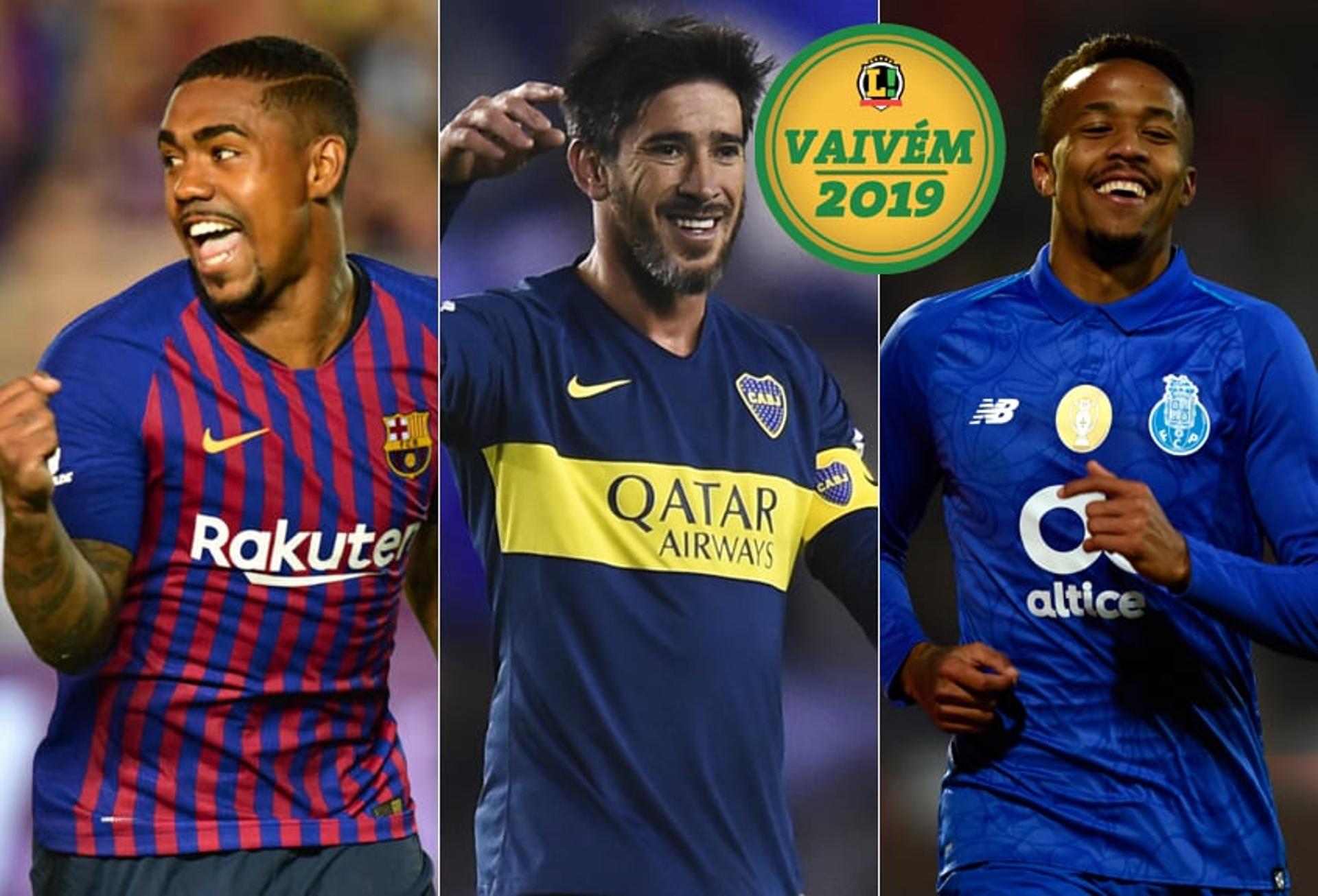 Montagem - VAIVÉM Malcom (Barcelona), Pablo Peréz (Boca Juniors) e Militão (Porto)