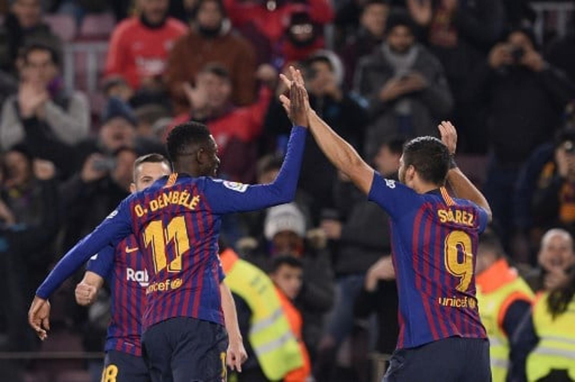 Dembélé e Suárez - Barcelona x Leganés