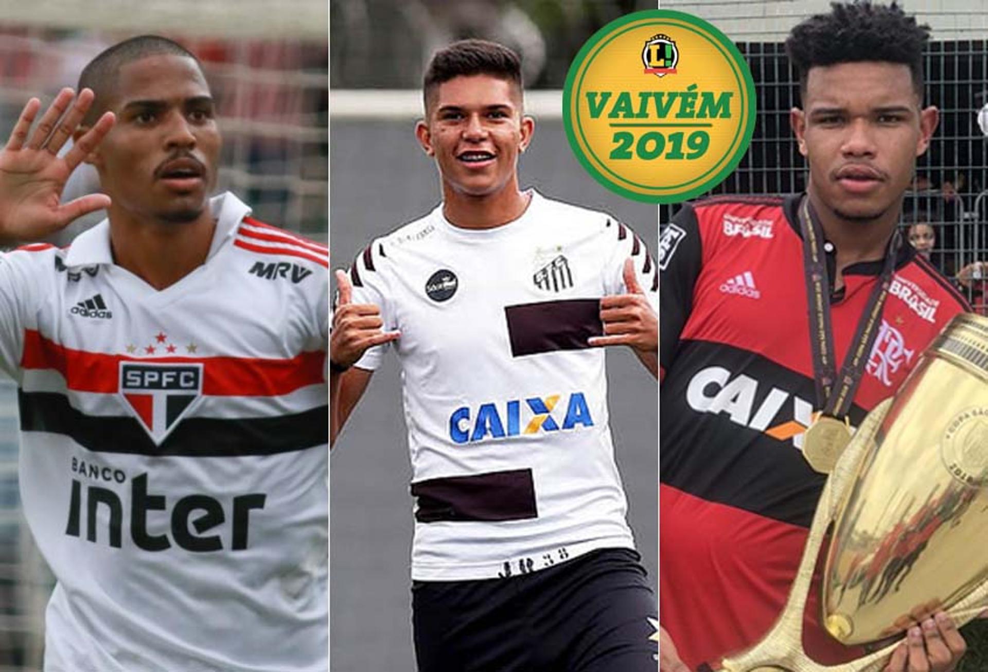 Montagem VAIVÉM - Gabriel Novaes (São Paulo), Matheus Guedes (Santos) e Patrick (Flamengo)