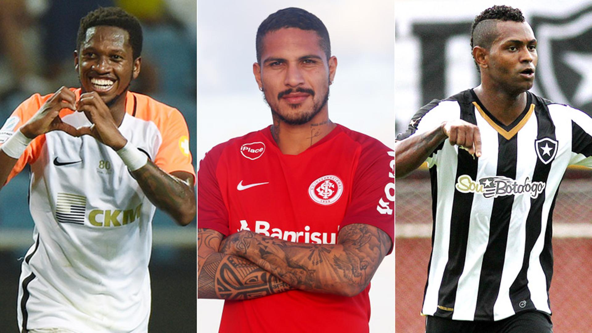 Montagem com Fred (camisa do Shakhtar), Guerrero (Inter) e Jobson (Bota)