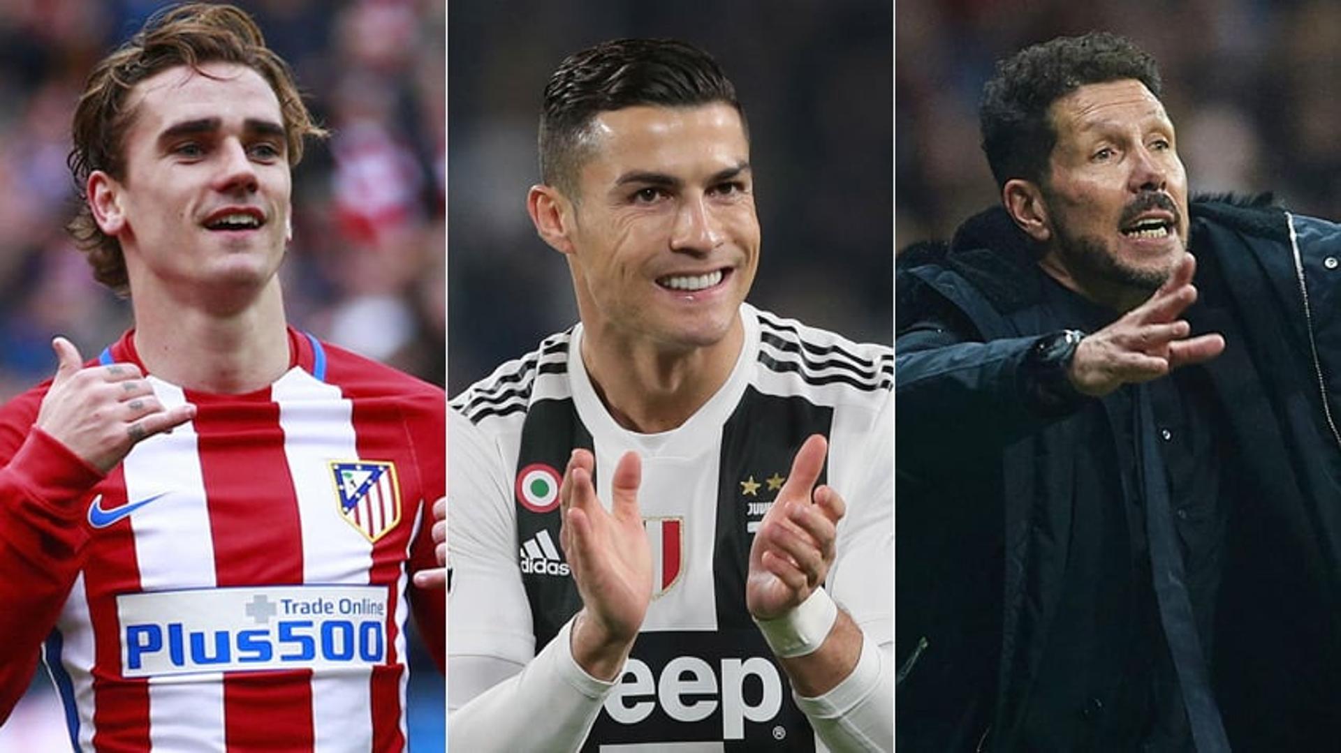 Griezmann, Cristiano Ronaldo e Simeone