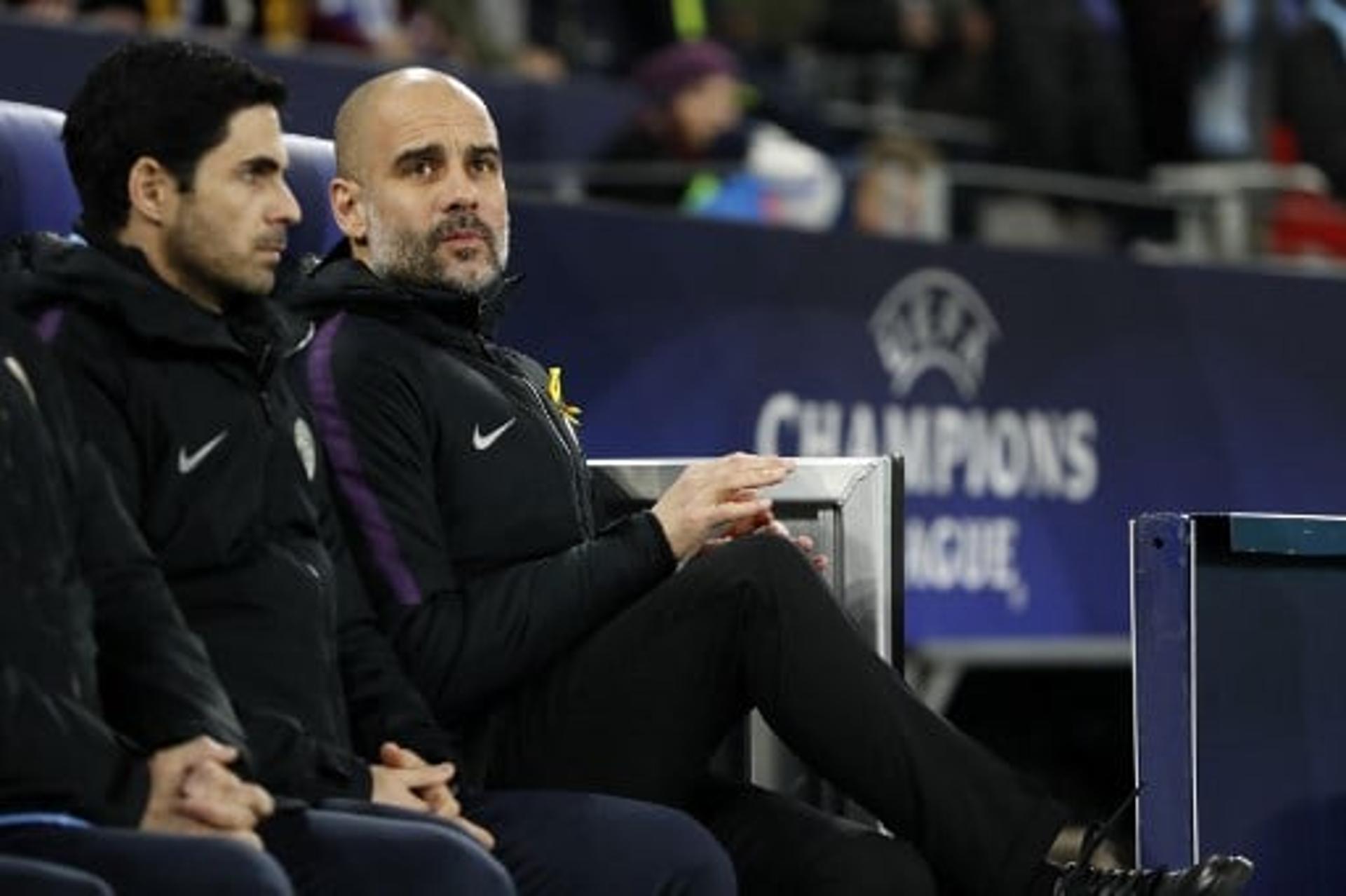 Arteta e Guardiola - Schalke x Manchester City